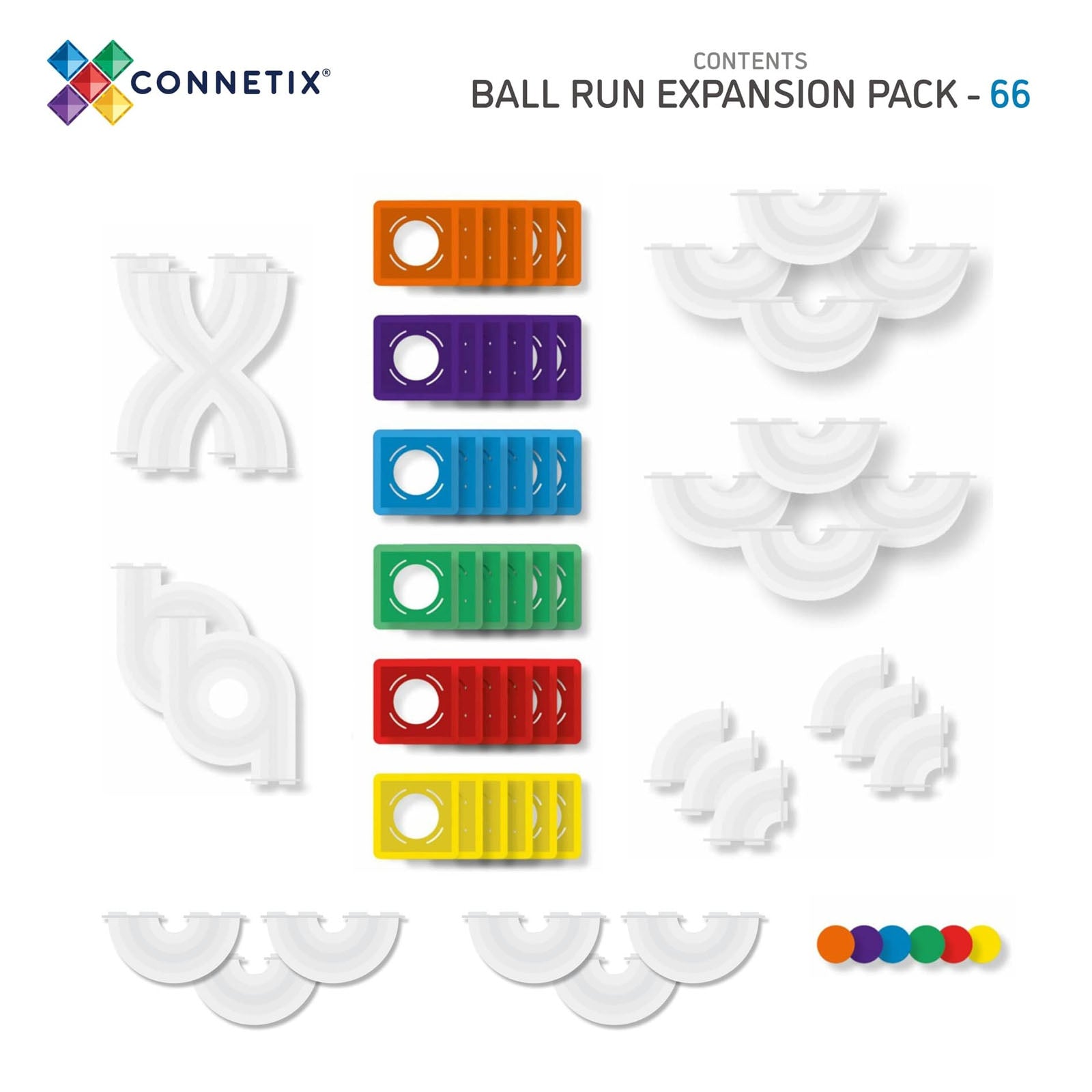 Magnetic Tiles Rainbow Ball Run Expansion Pack - 66 Pieces