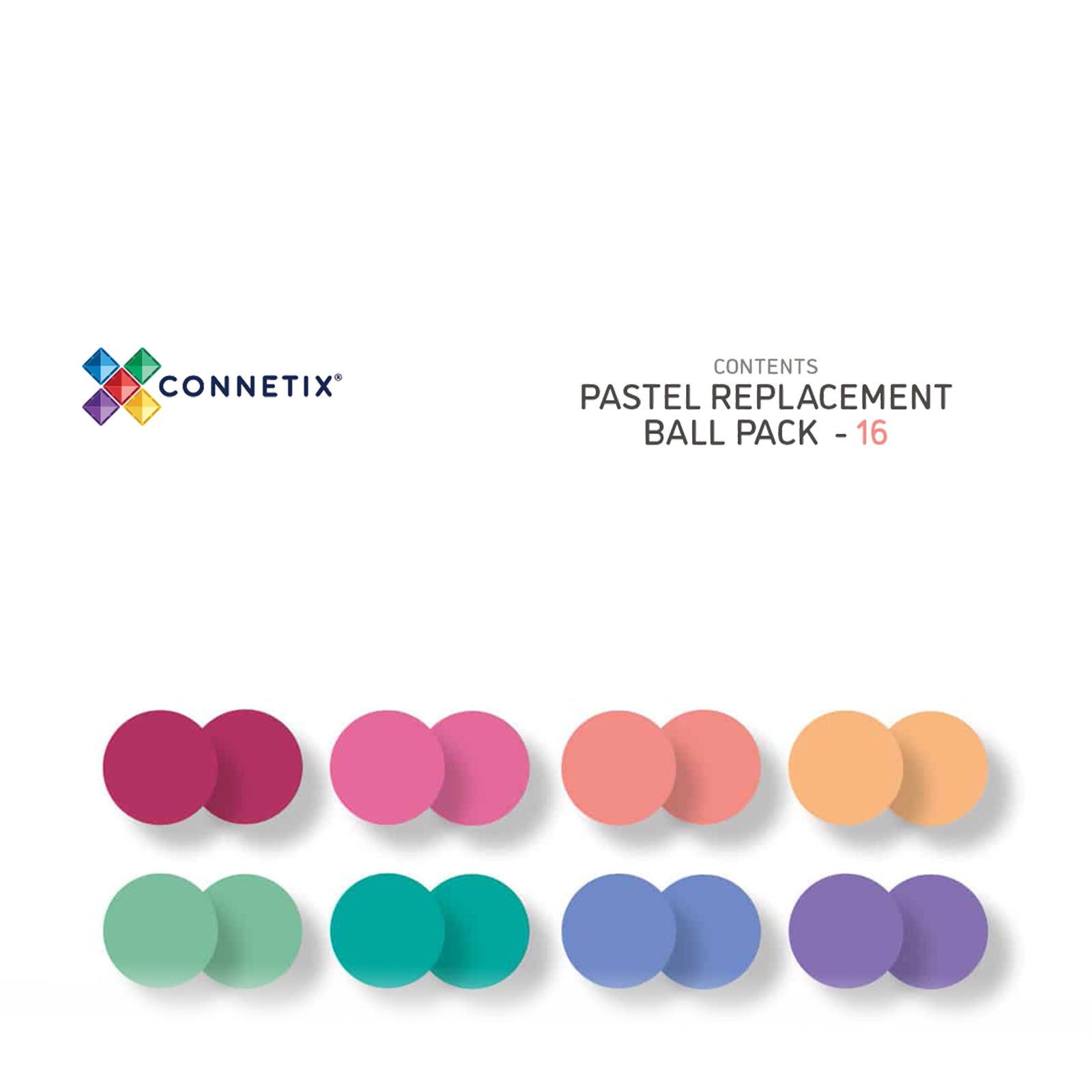 Magnetic Tiles Pastel Ball Pack - 16 Pieces