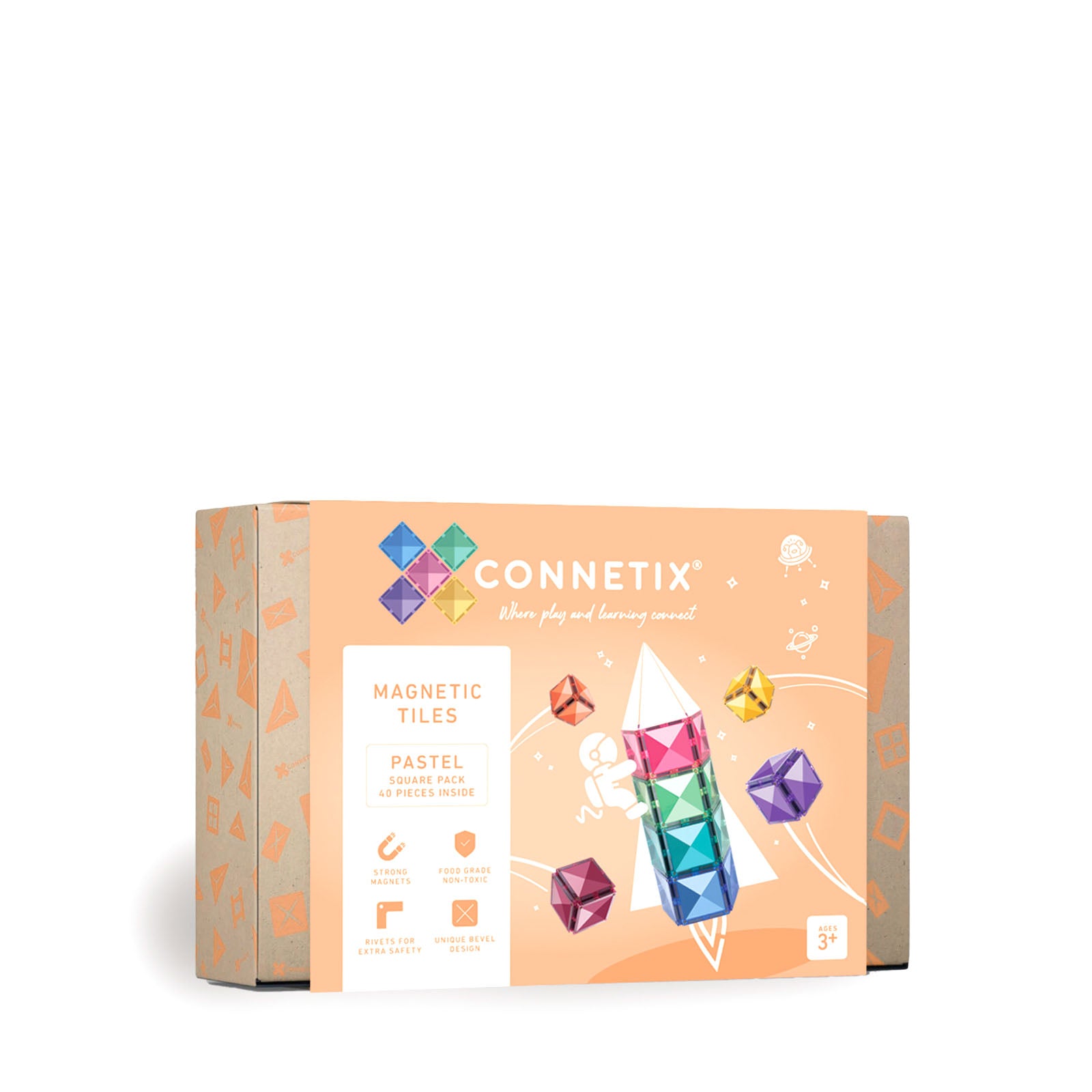 Magnetic Tiles Pastel Square Pack - 40 Pieces