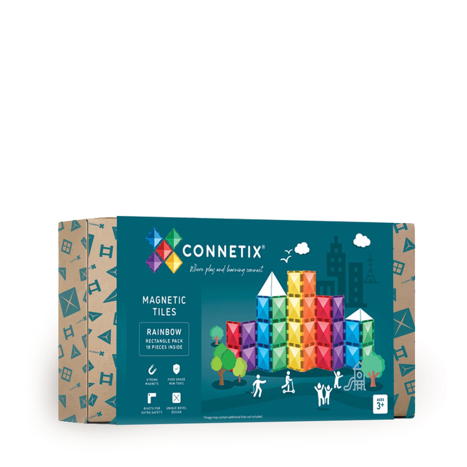 Magnetic Tiles Rainbow Rectangle Pack - 18 Pieces