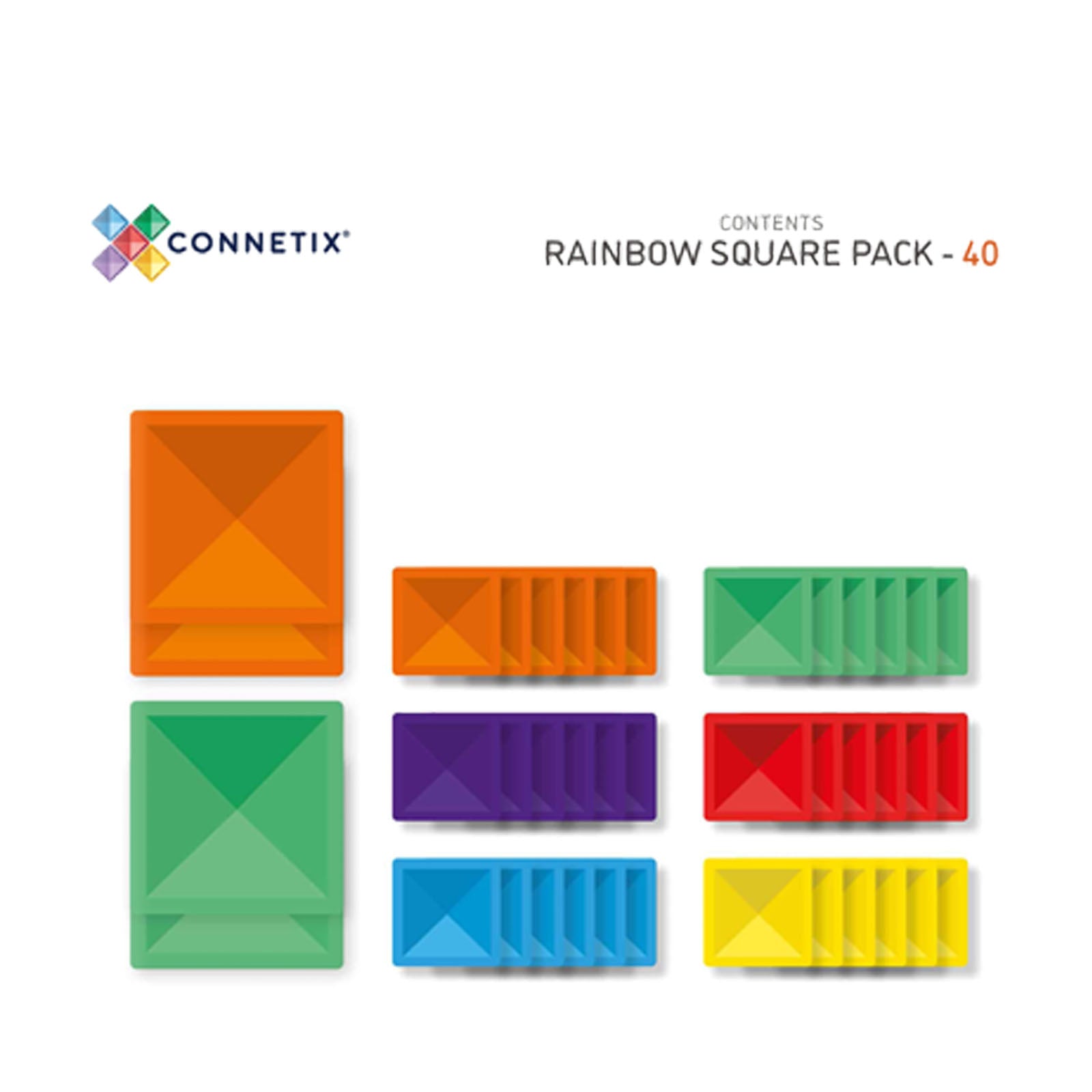 Magnetic Tiles Rainbow Square Pack - 42 Pieces