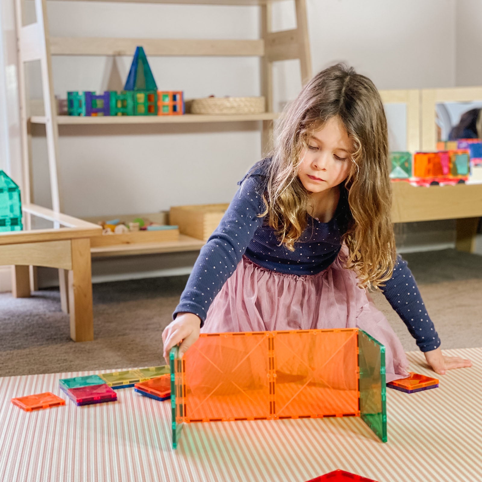 Magnetic Tiles Rainbow Square Pack - 42 Pieces