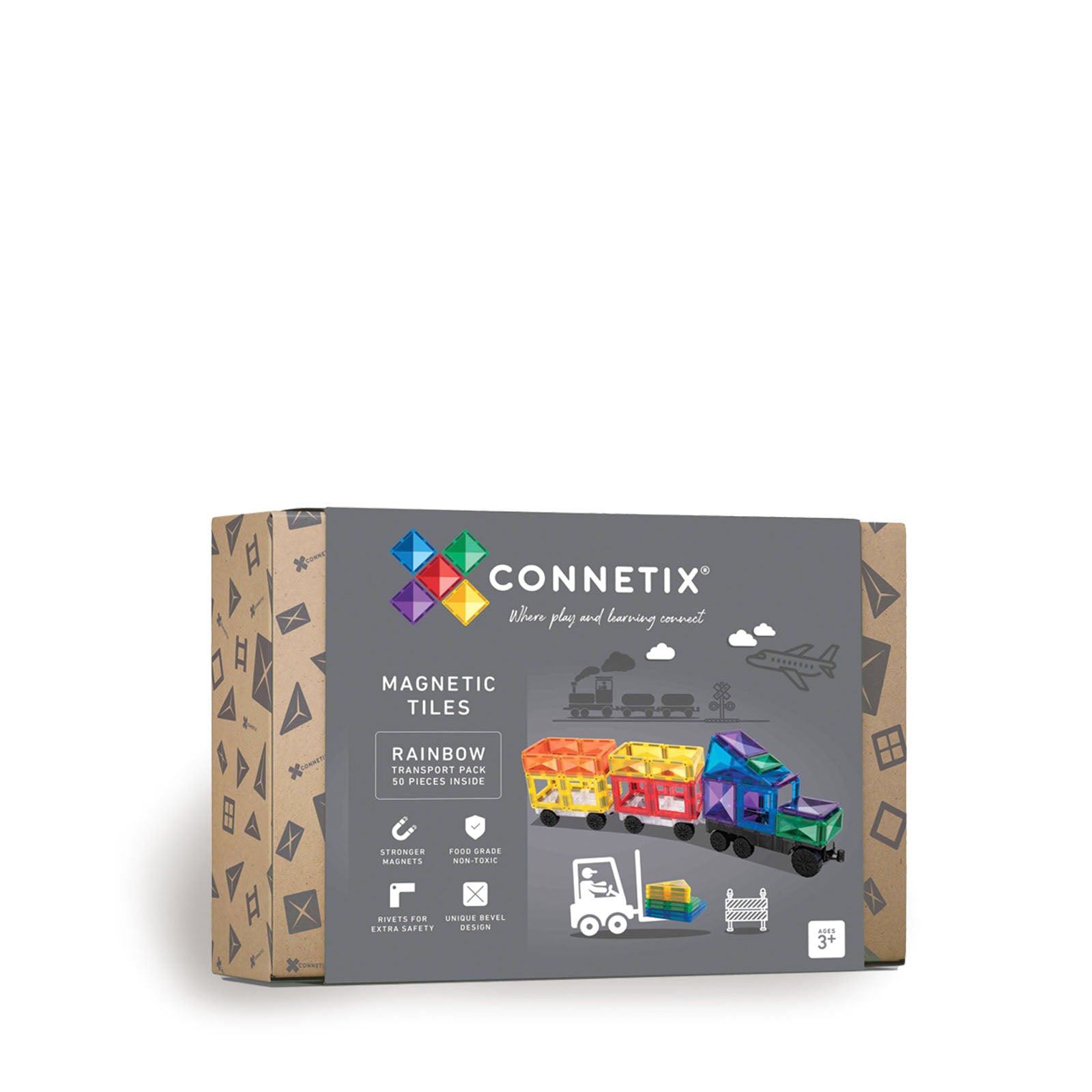 Magnetic Tiles Rainbow Transport Pack - 50 Pieces