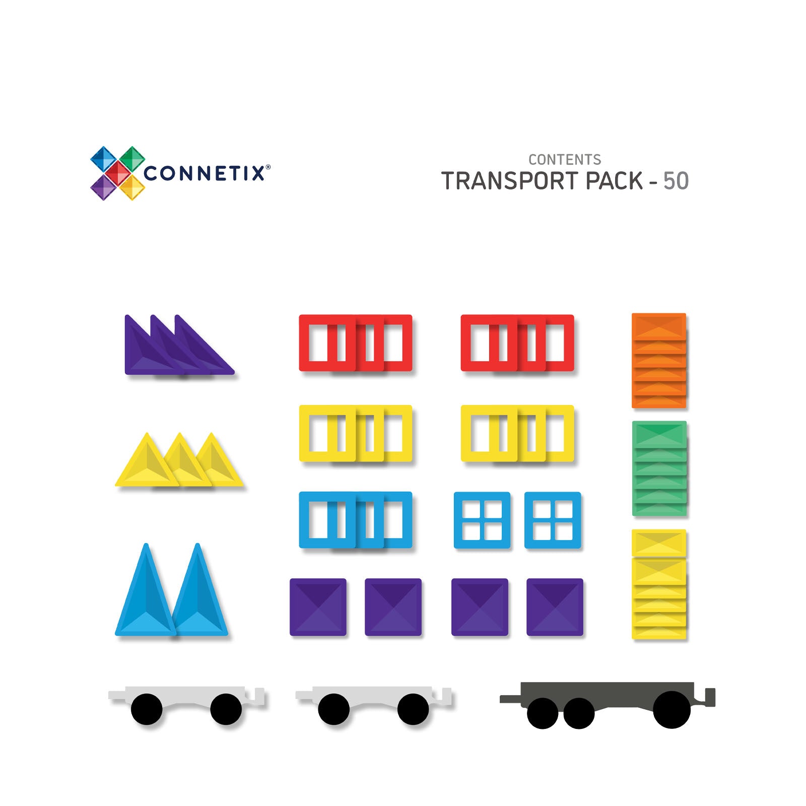 Magnetic Tiles Rainbow Transport Pack - 50 Pieces