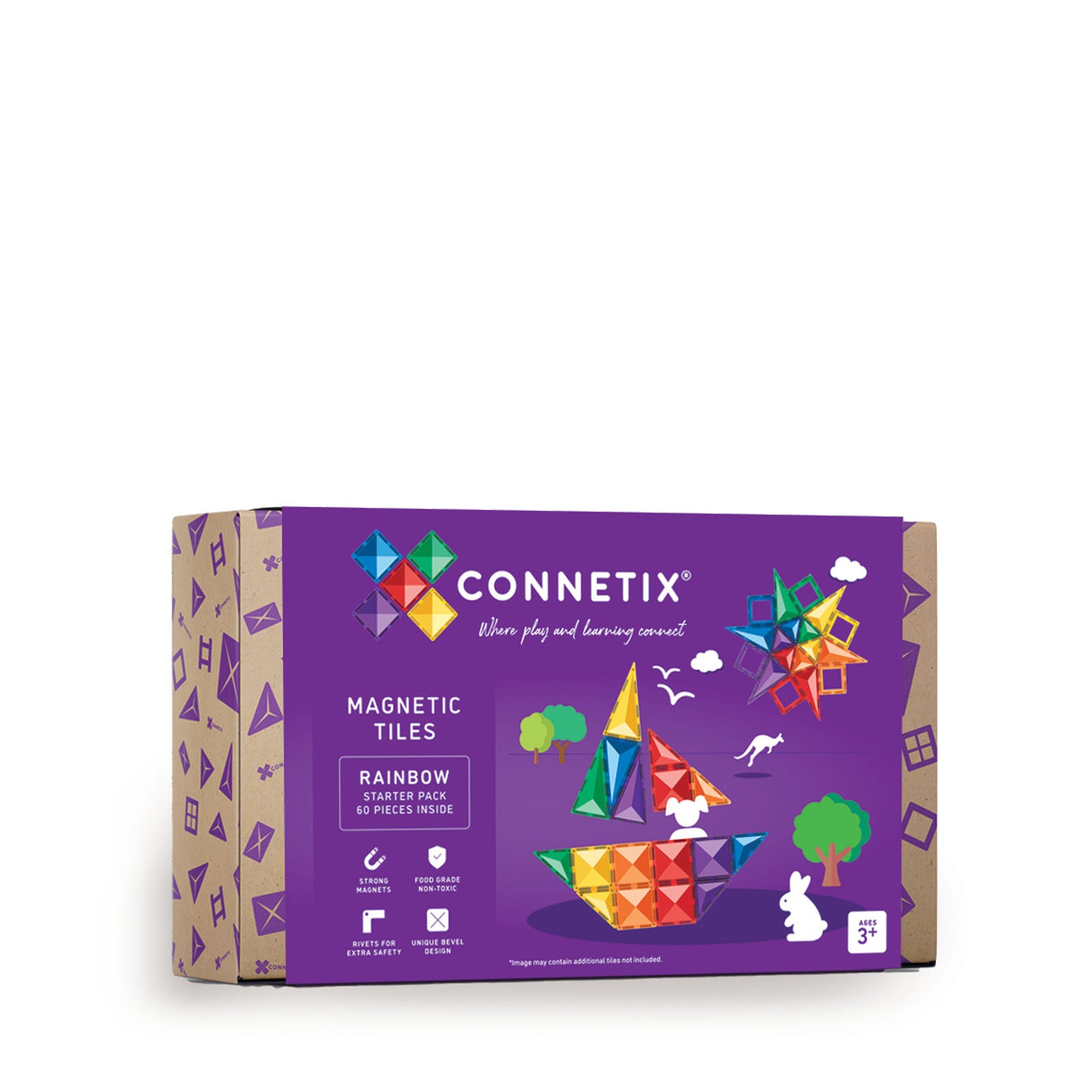 Magnetic Tiles Rainbow Starter Pack - 60 Pieces