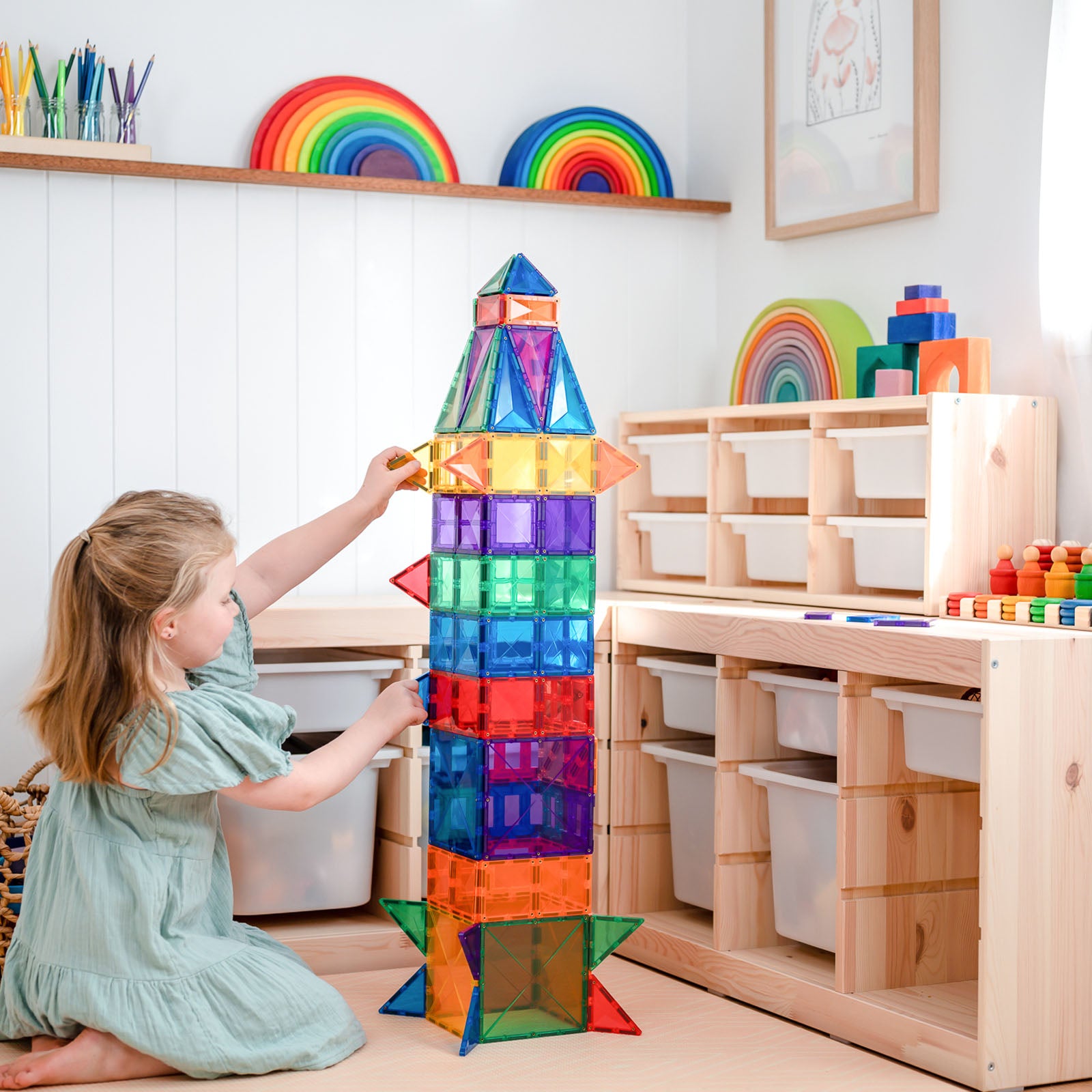 Magnetic Tiles Rainbow Creative Pack - 102 Pieces