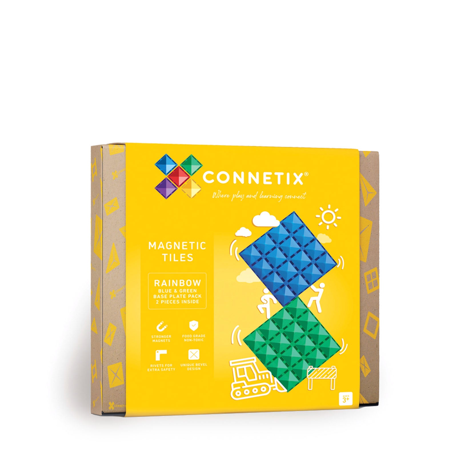 Magnetic Tiles Rainbow Blue & Green Base Plate Pack - 2 Pieces