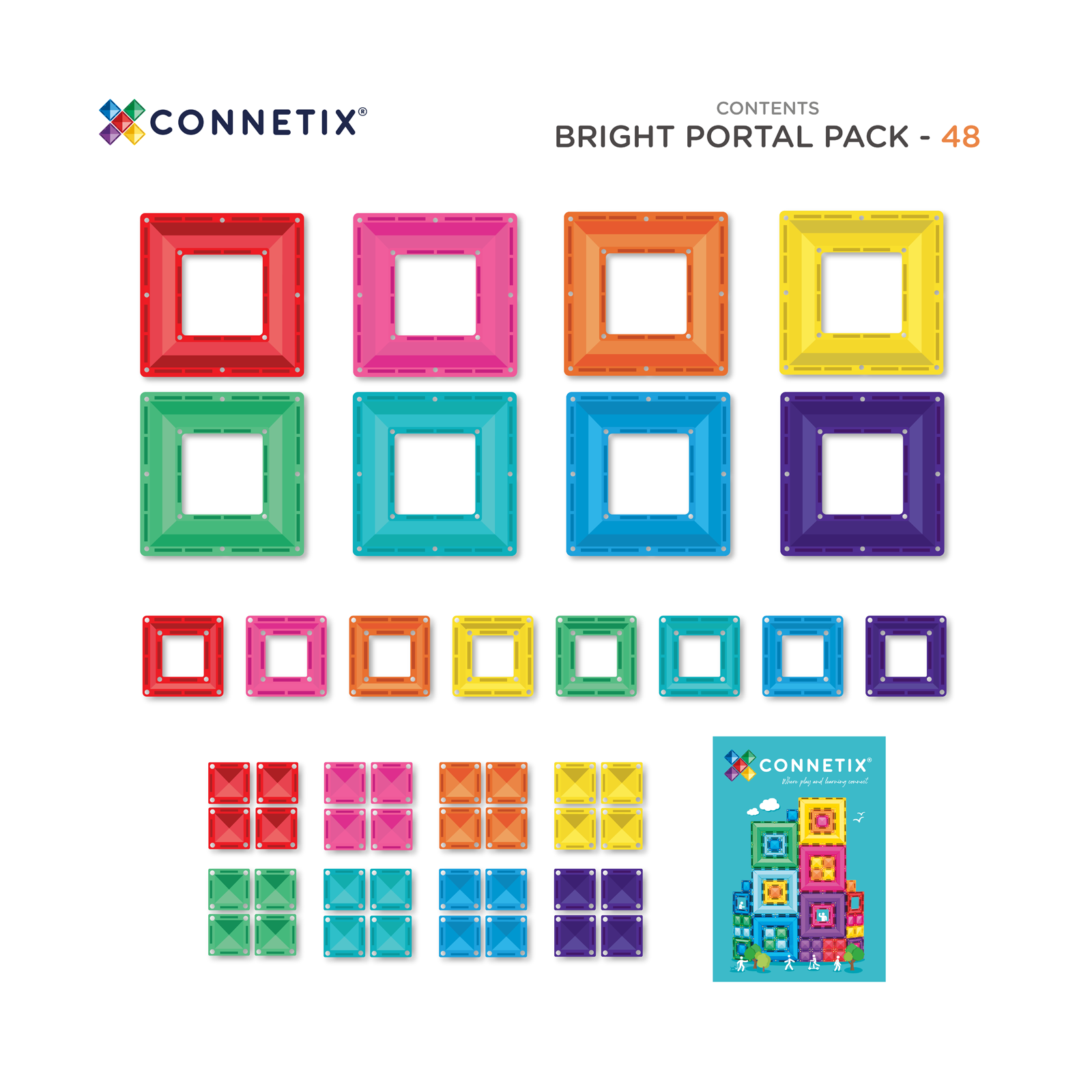 Magnetic Tiles Bright Portal Pack - 48 Pieces
