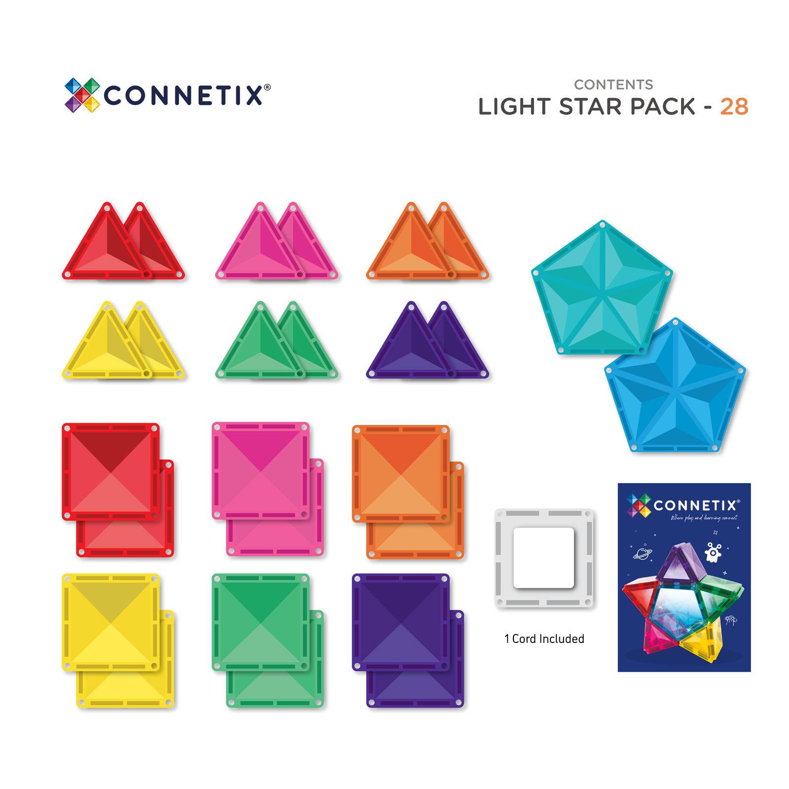 Magnetic Tiles Light Star Pack - 28 Pieces