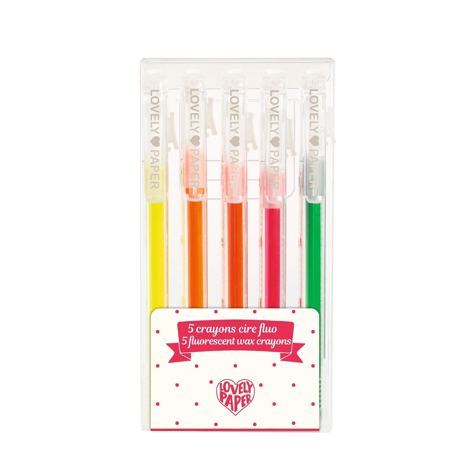 5 Wax Crayons Pens - Fluorescent