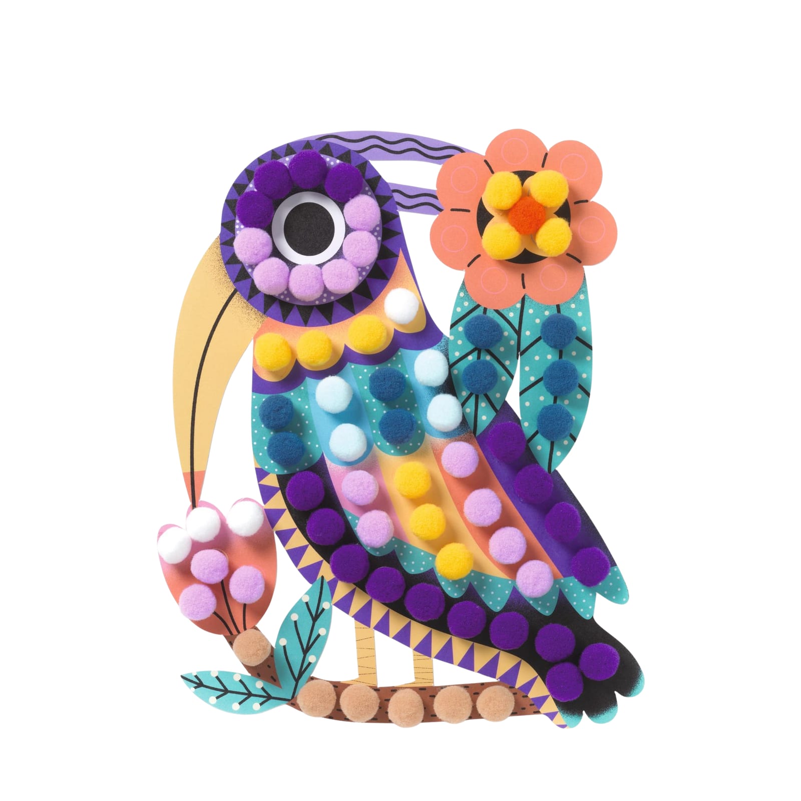 Pompoms Collage Craft Set - Assorted Birds