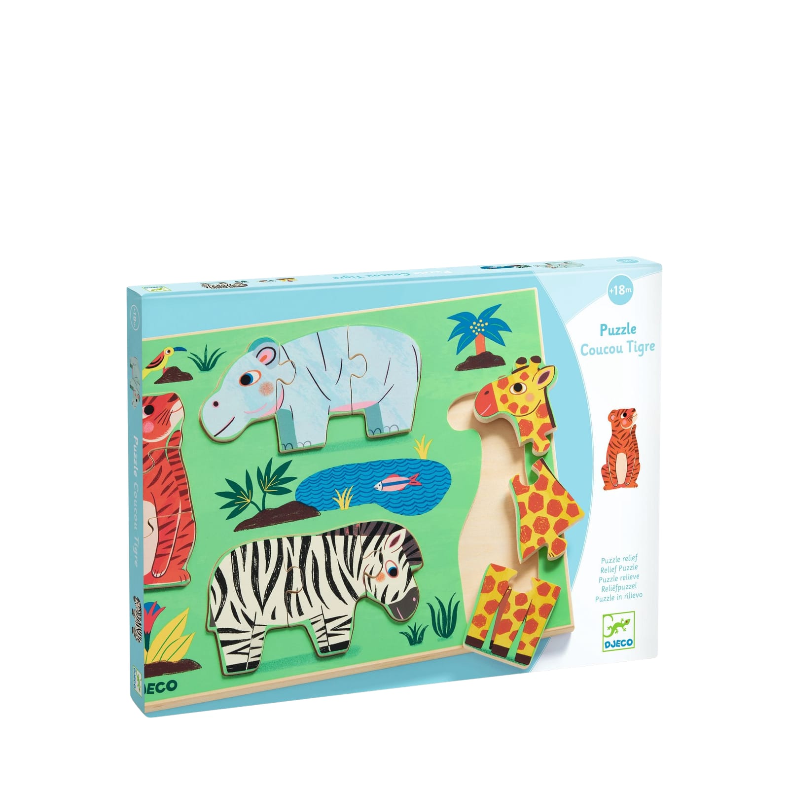 Wooden 12 Piece Puzzle Board - Jungle Tiger