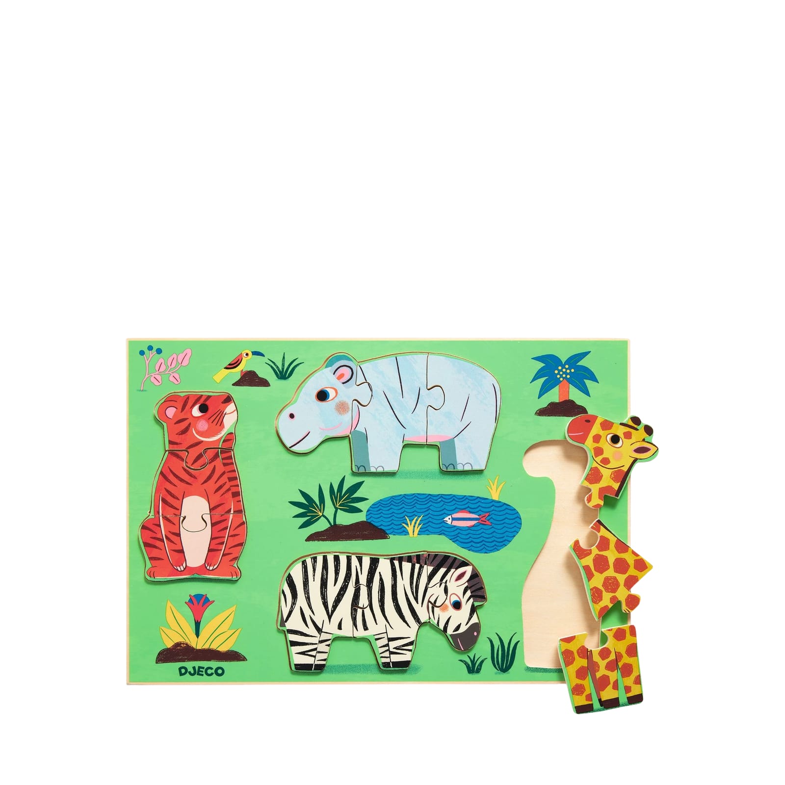 Wooden 12 Piece Puzzle Board - Jungle Tiger