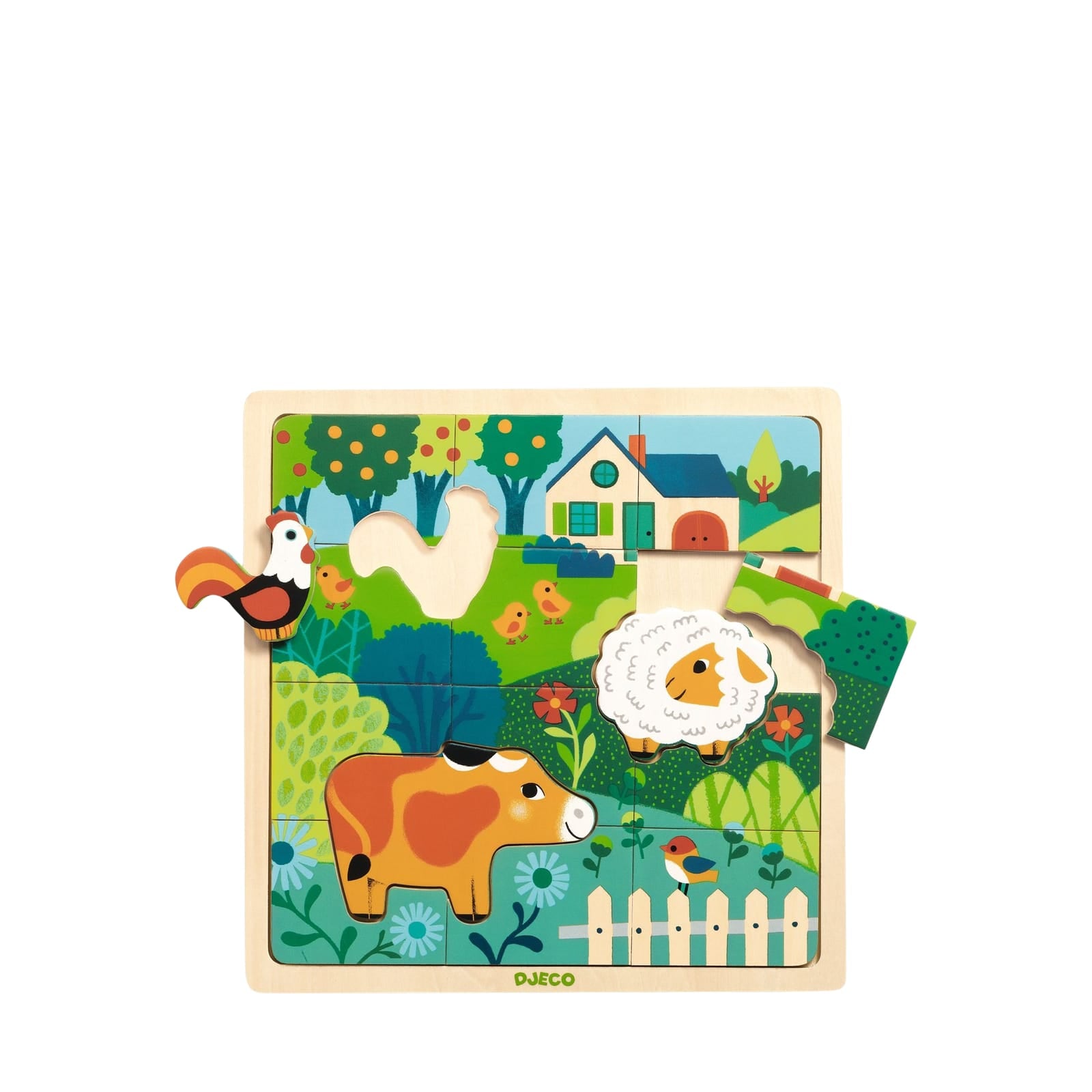 Wooden 12 Piece Puzzle Board - Jungle