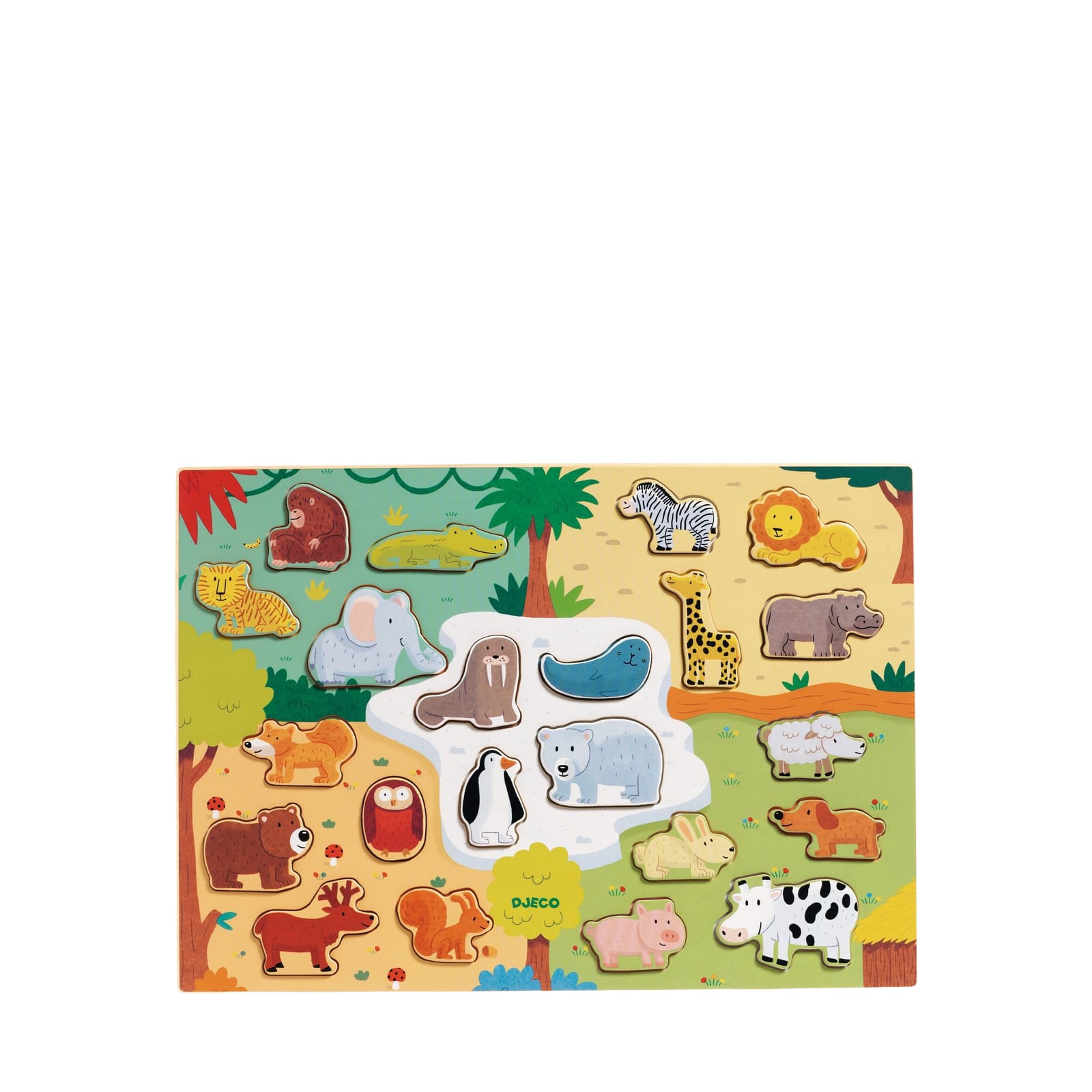 Wooden 22 Piece Puzzle Board - Jungle Animals