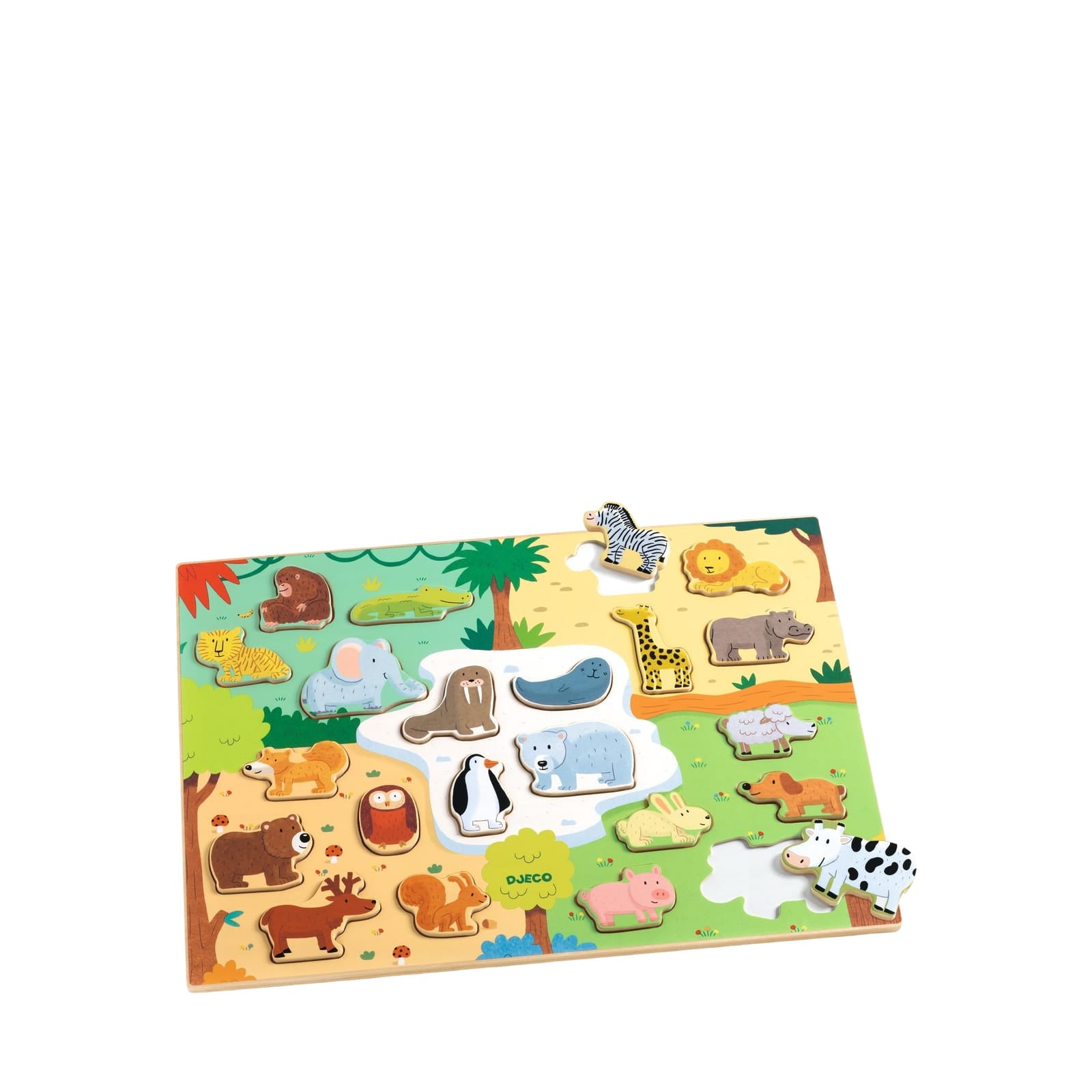 Wooden 22 Piece Puzzle Board - Jungle Animals