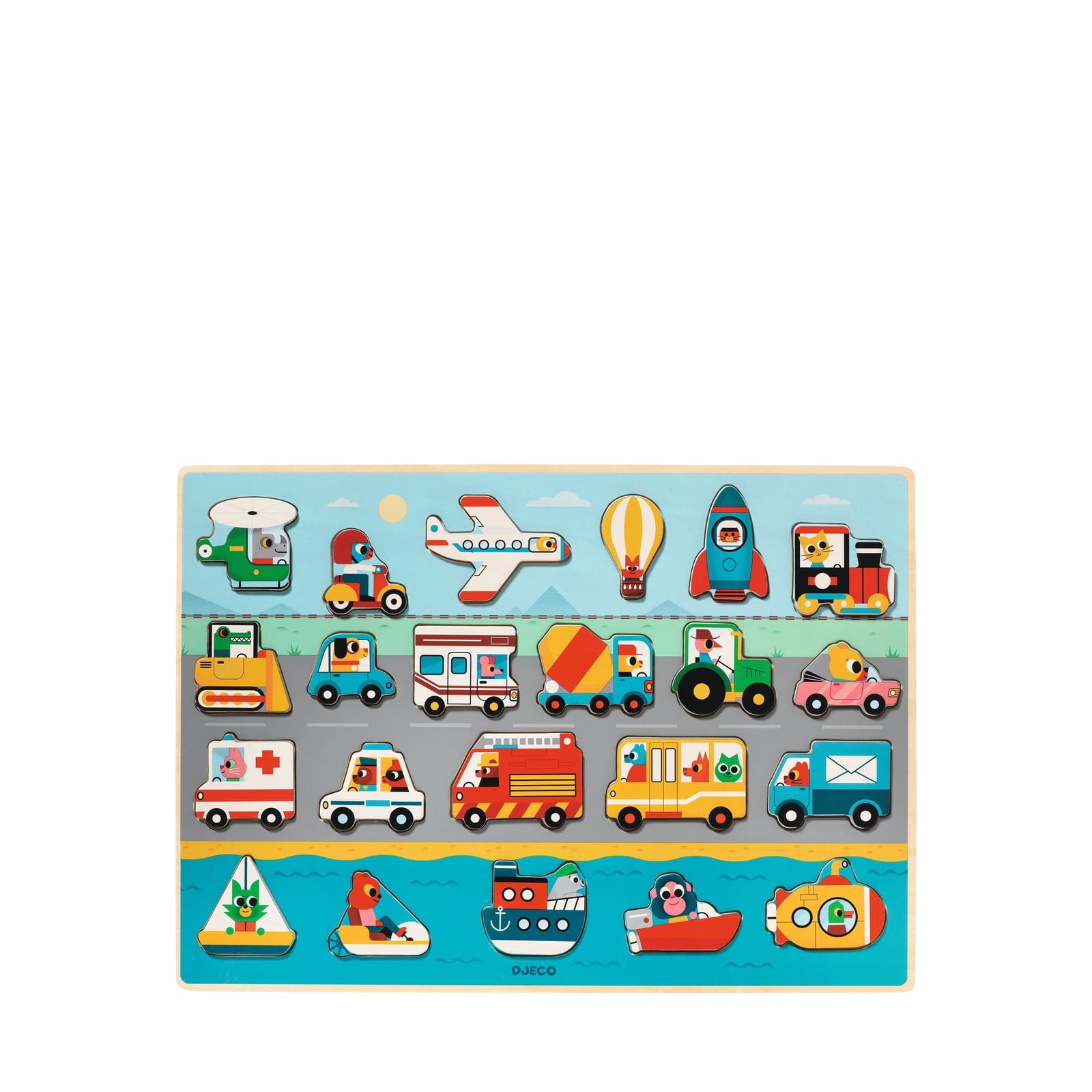 Wooden 22 Piece Puzzle Board - Transport