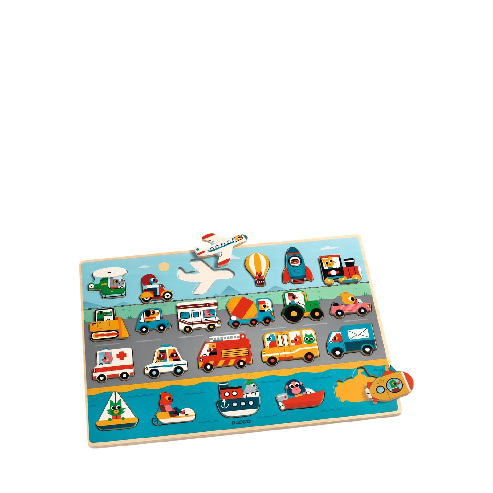 Wooden 22 Piece Puzzle Board - Transport