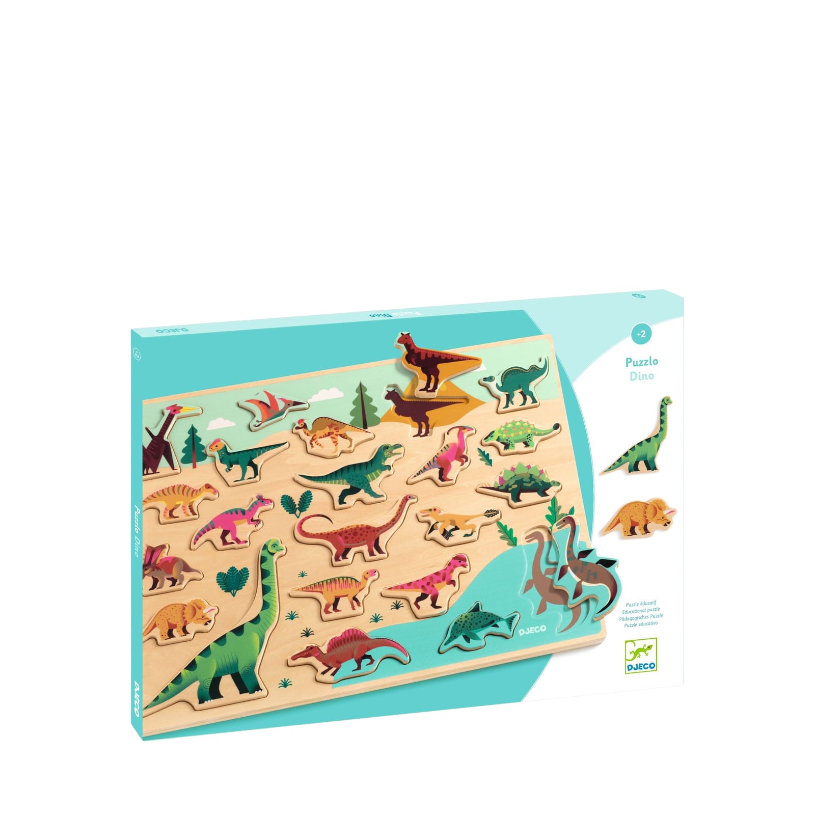 Wooden 22 Piece Puzzle Board - Dinosaurs