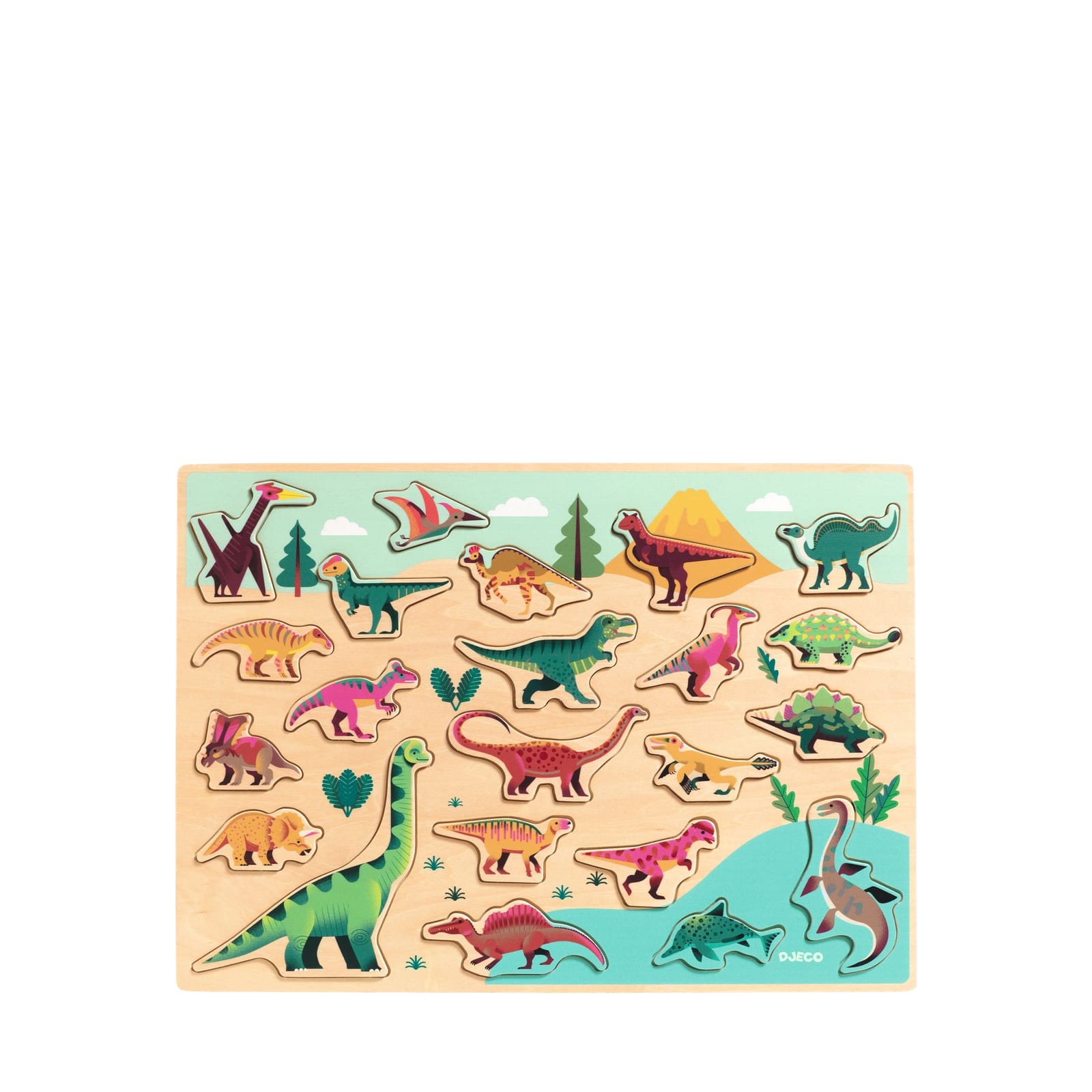 Wooden 22 Piece Puzzle Board - Dinosaurs