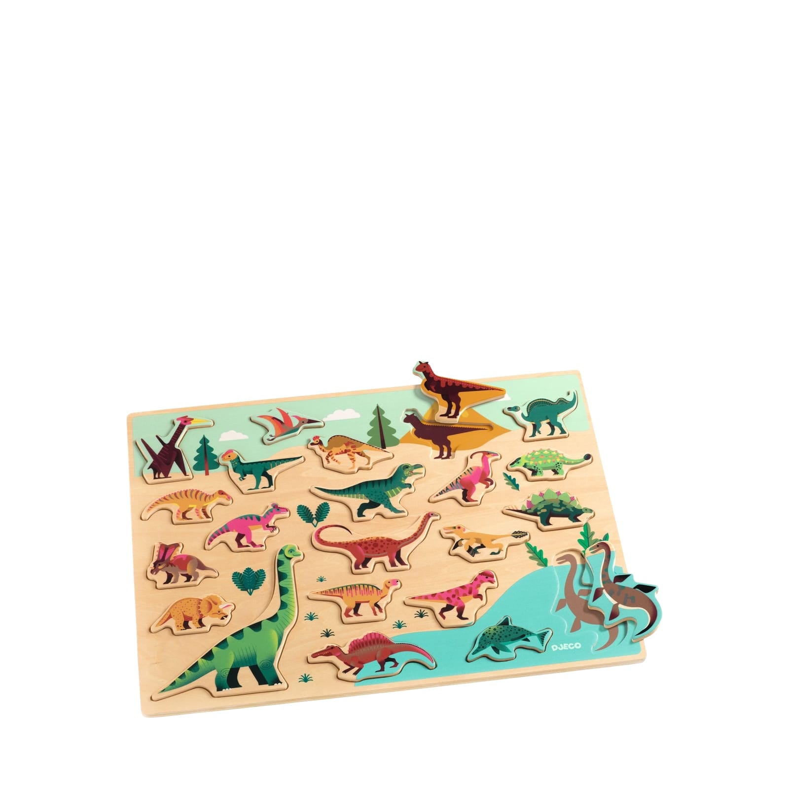Wooden 22 Piece Puzzle Board - Dinosaurs