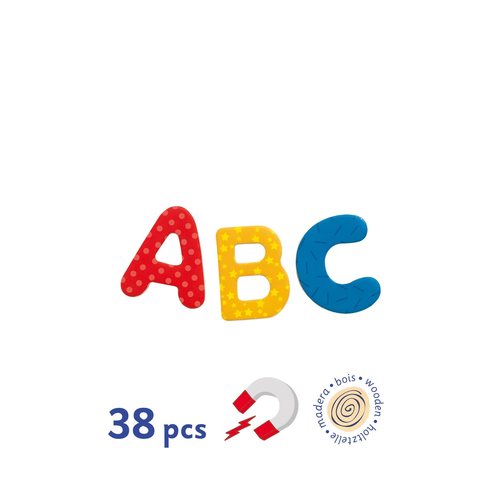 38 Wooden Magnets - Big Letters