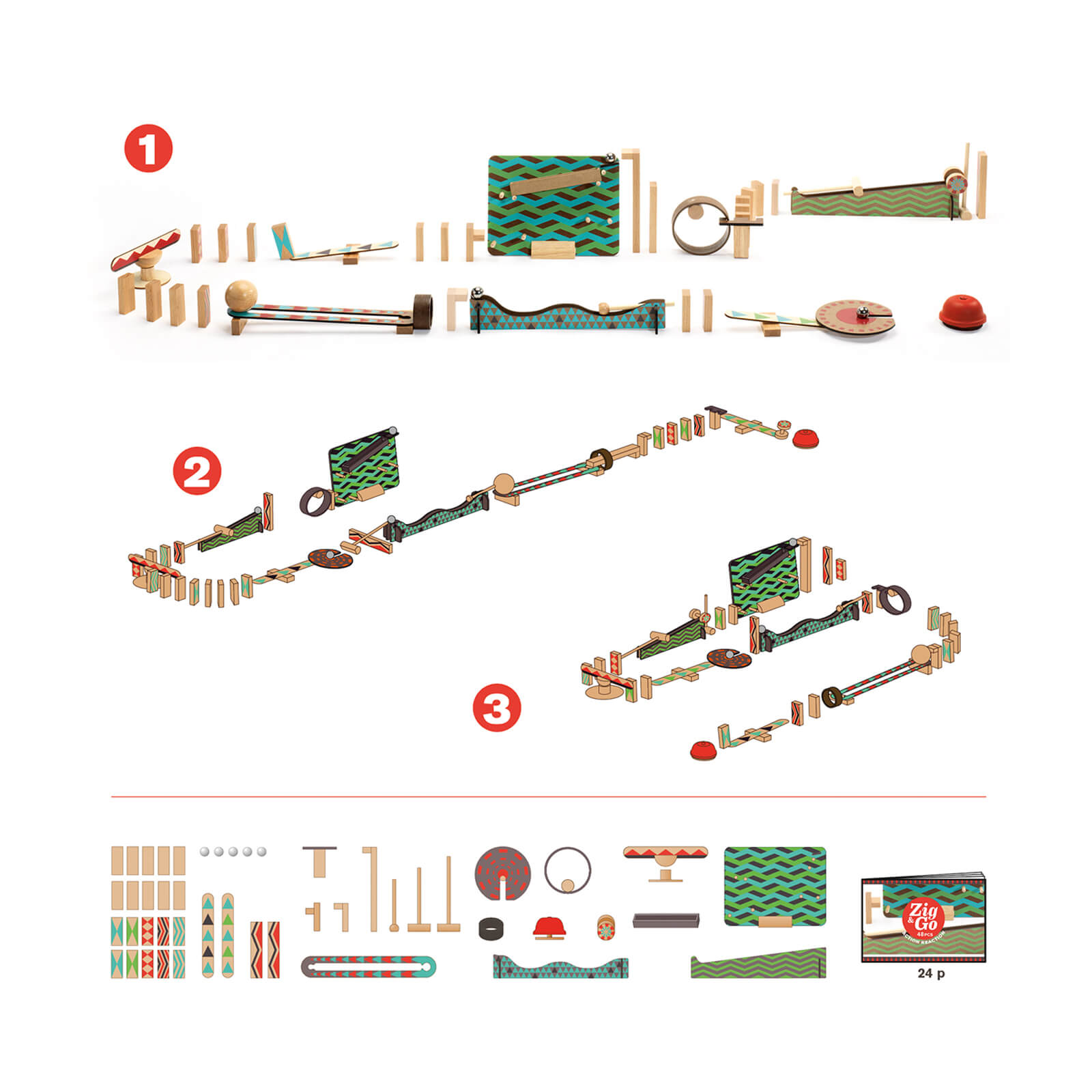 Zig and Go Construction Game - Big Wall 48 Pieces