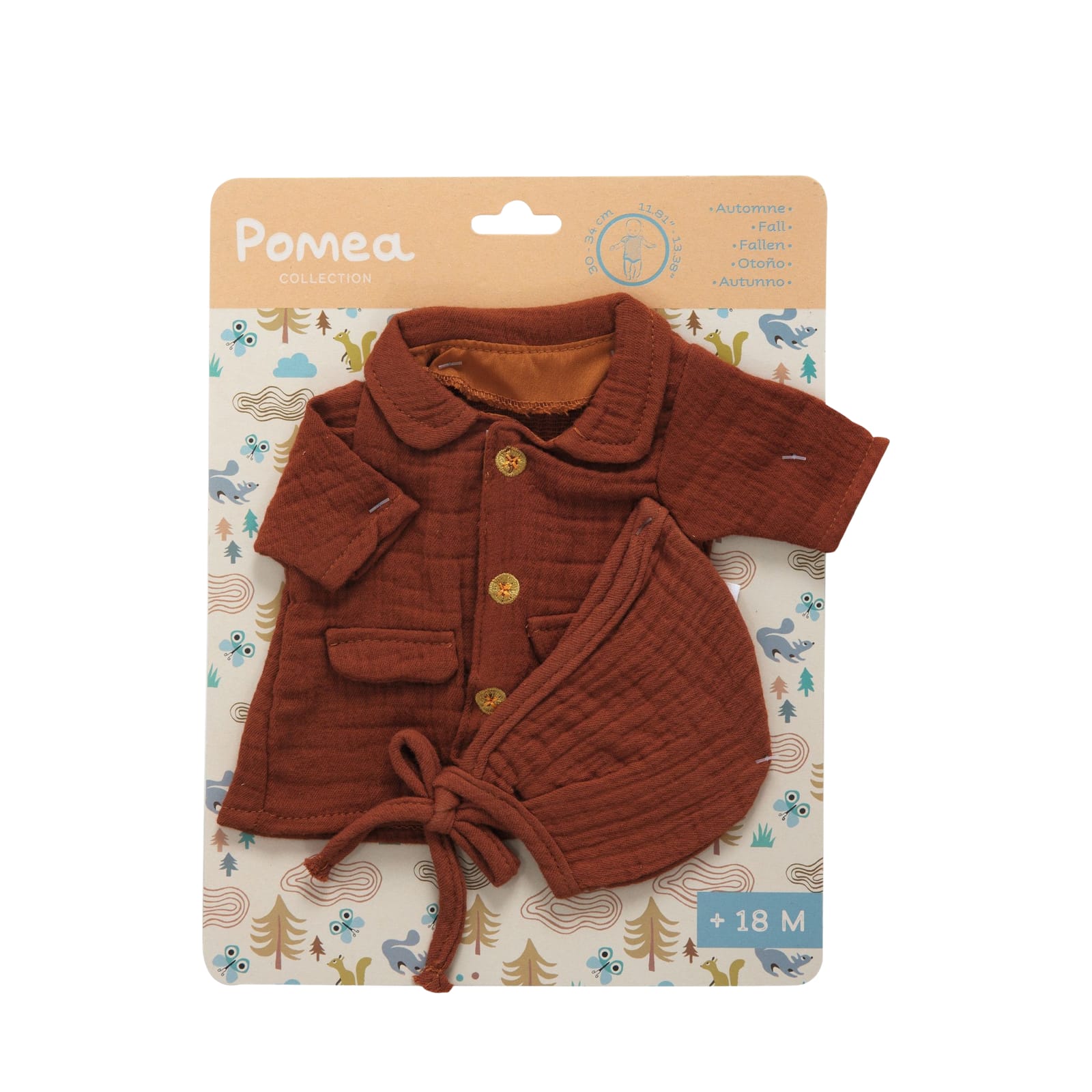 Doll Outfit Set 34cm - Brown Coat and Hat