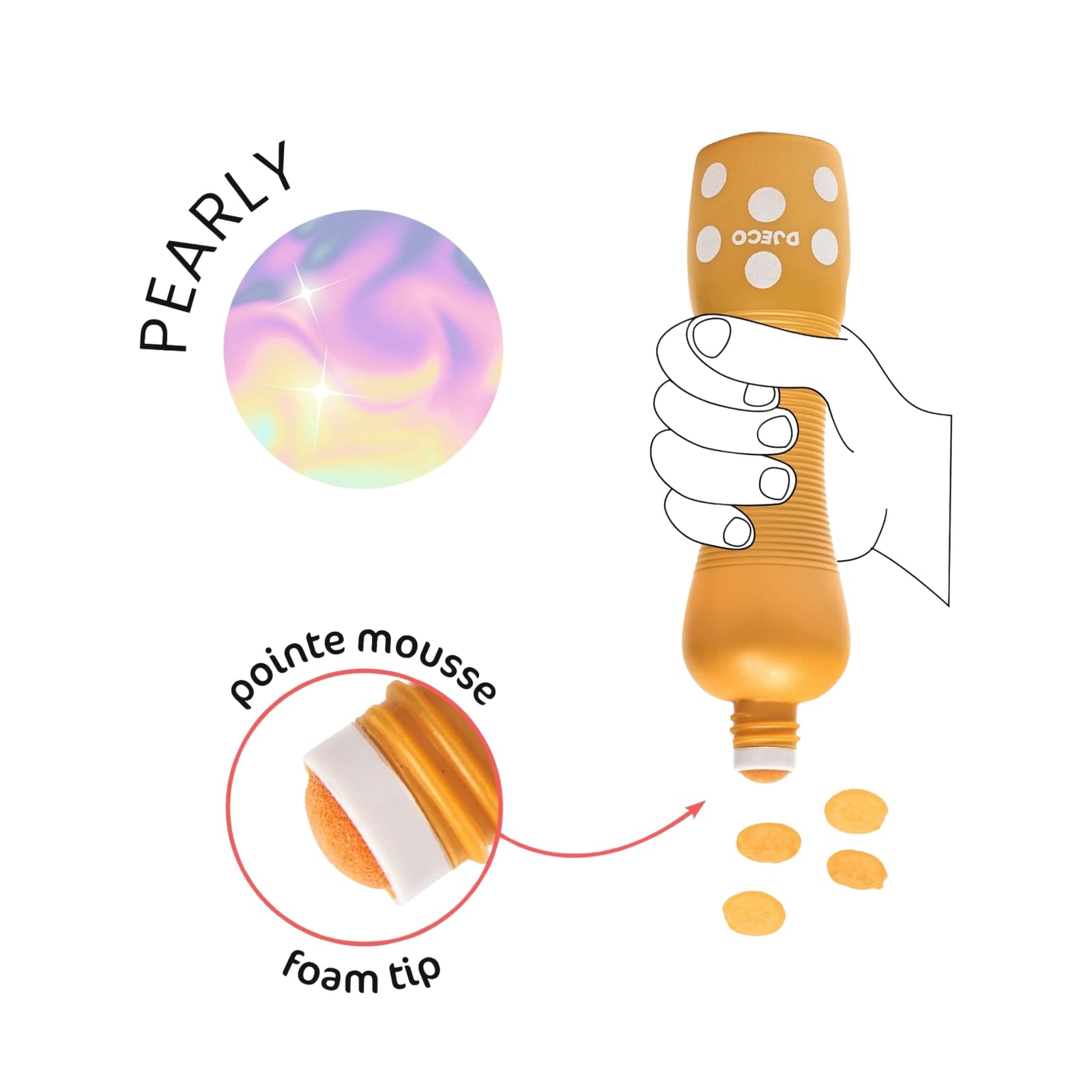 6 Colouring Foam Dot Markers - Pearly