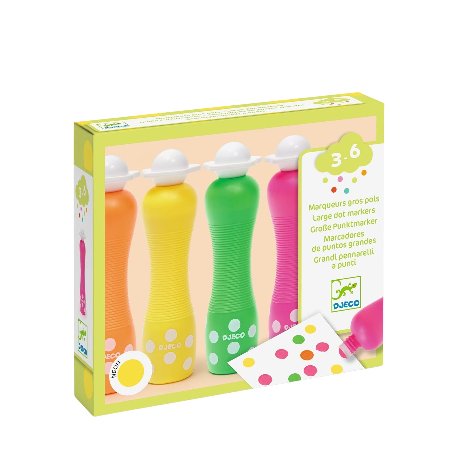 6 Colouring Foam Dot Markers - Neon