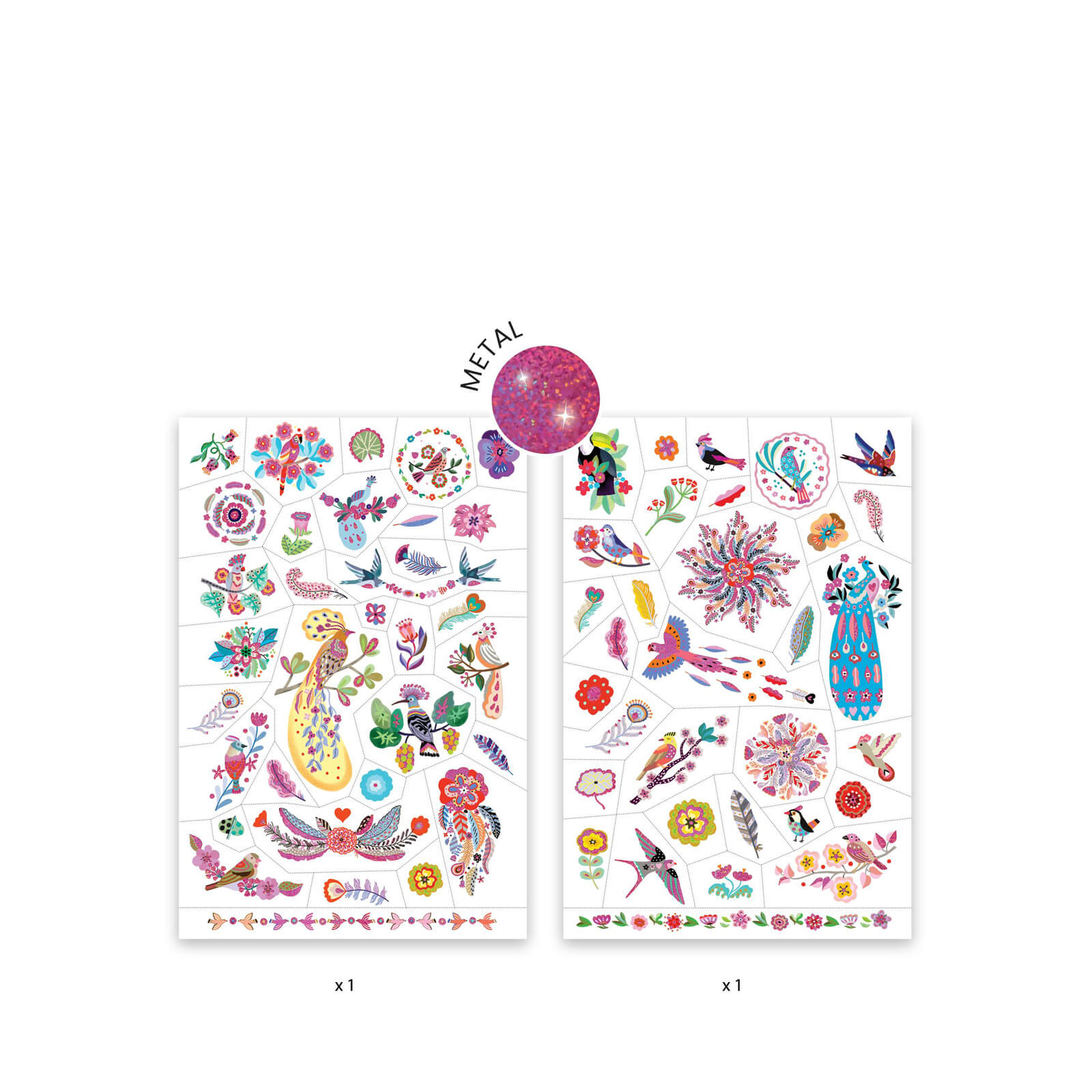 50 Temporary Tattoos - Bright Birds