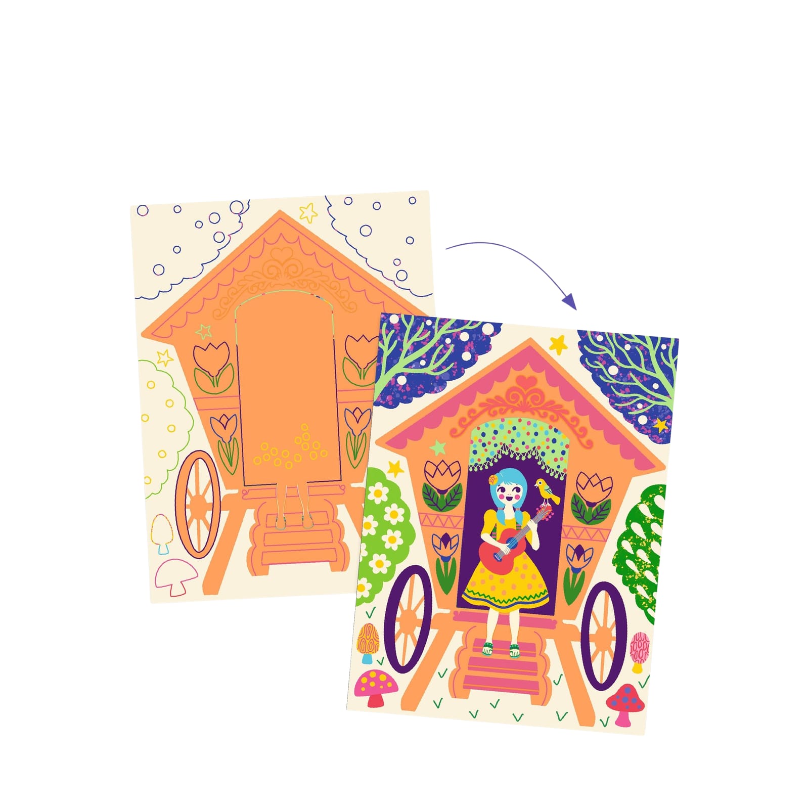 Colour Scratch Boards - Wacky Houses