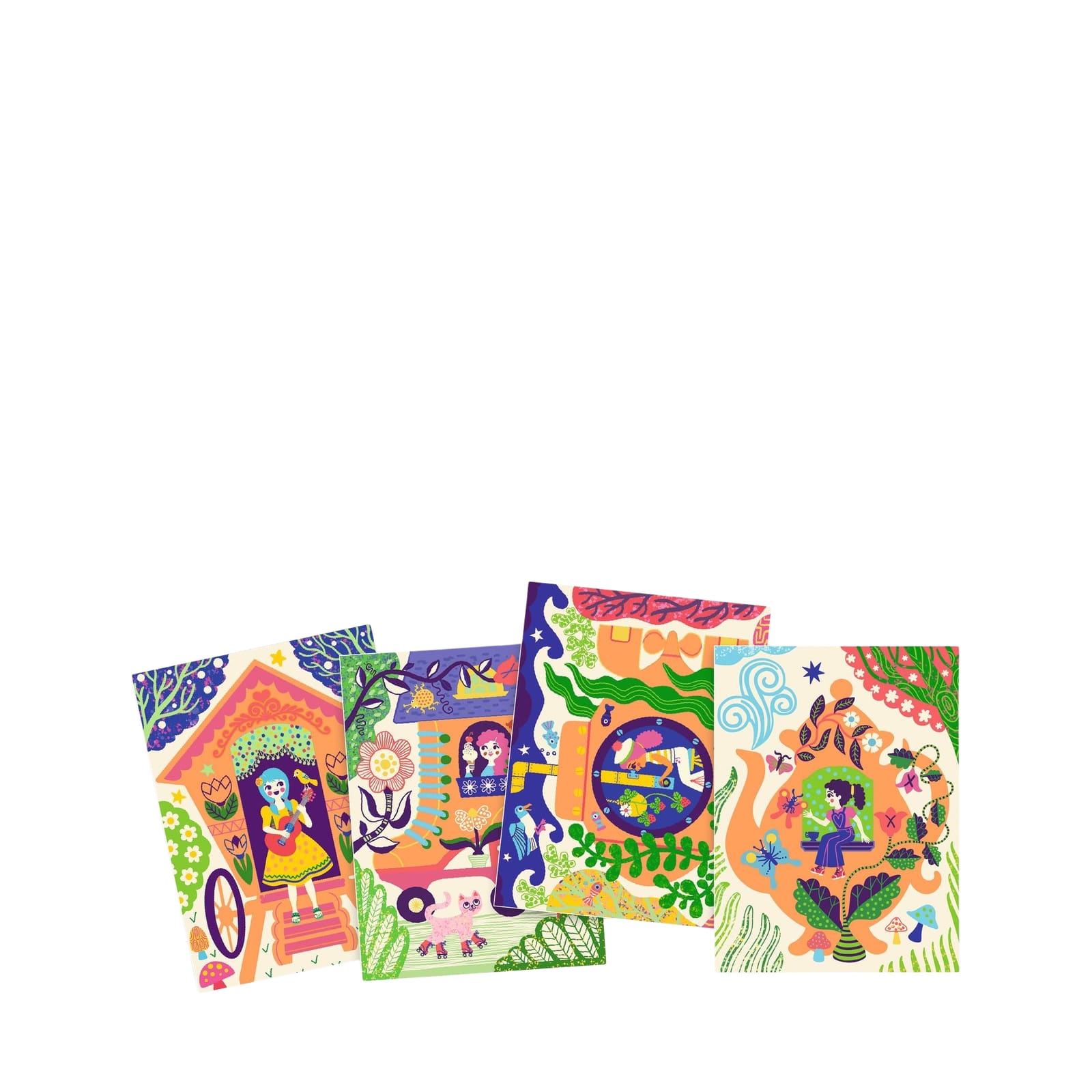 Colour Scratch Boards - Wacky Houses