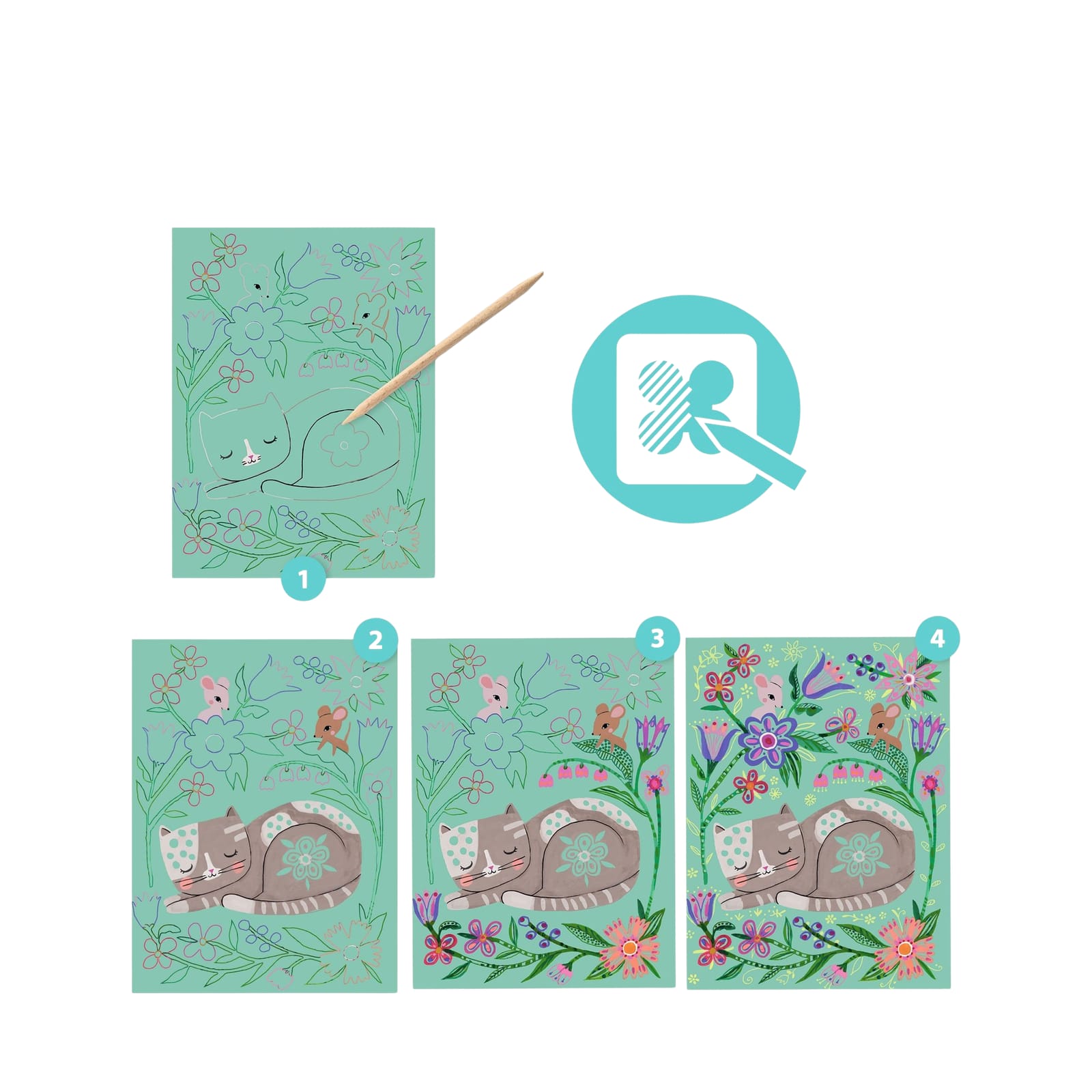 Colour Scratch Boards - Garden Animals