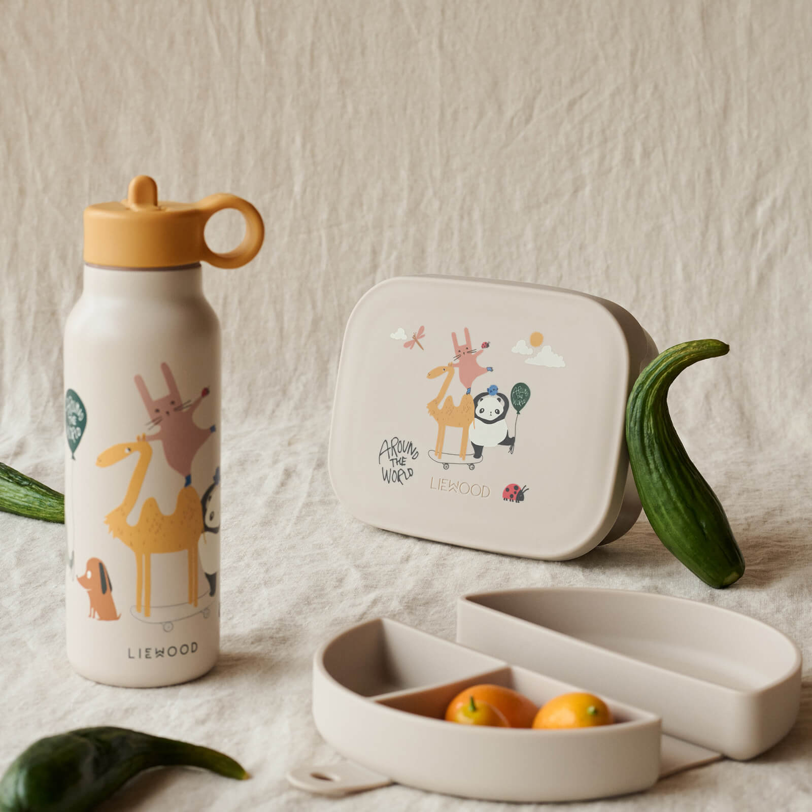 Falk Water Bottle 350ml - Around The World Sandy