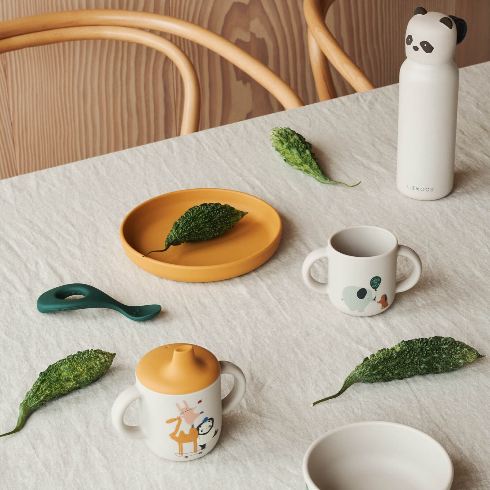 Falk Water Bottle and Panda Lid 350ml - Sandy