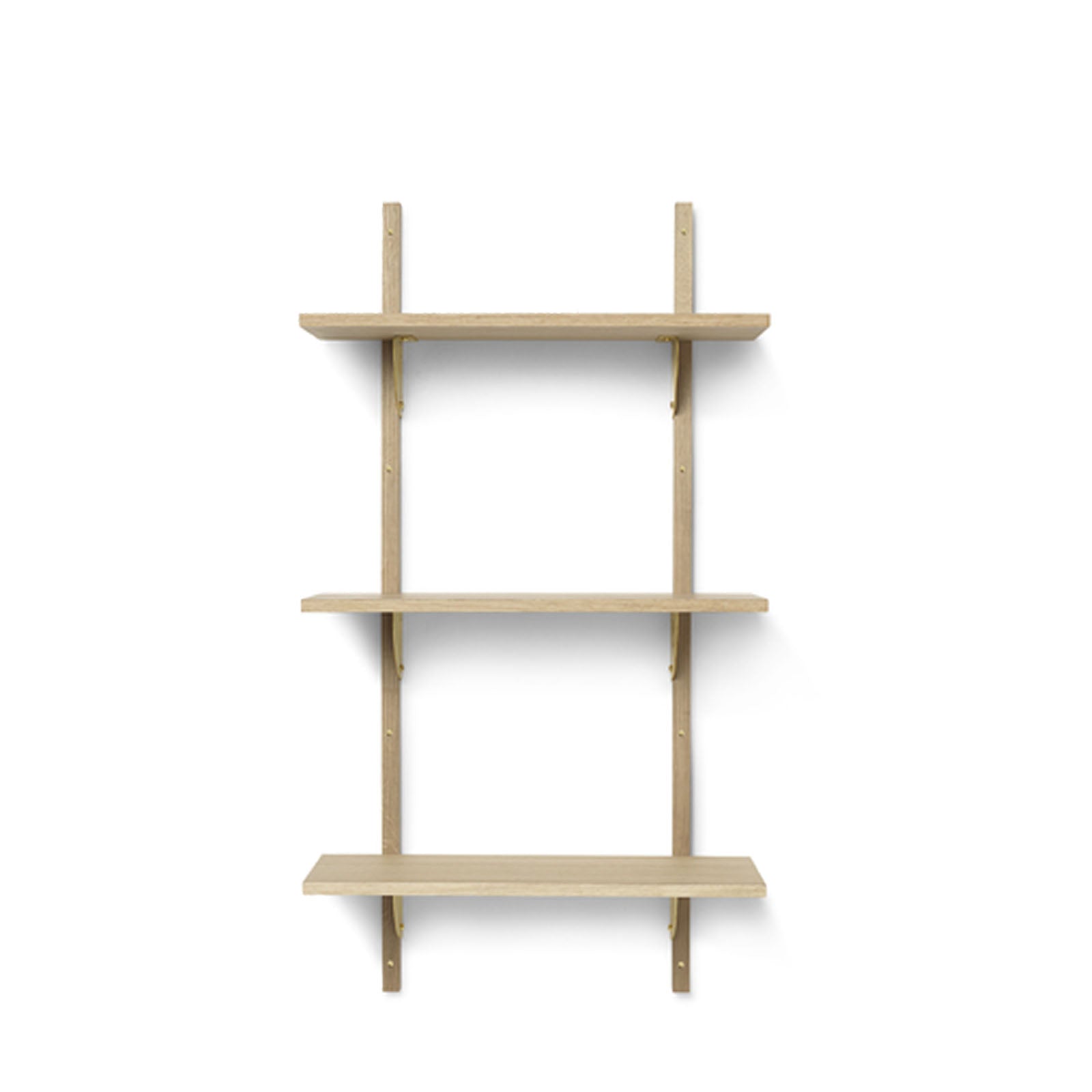 Sector Shelf Triple/Narrow - Oak/Brass