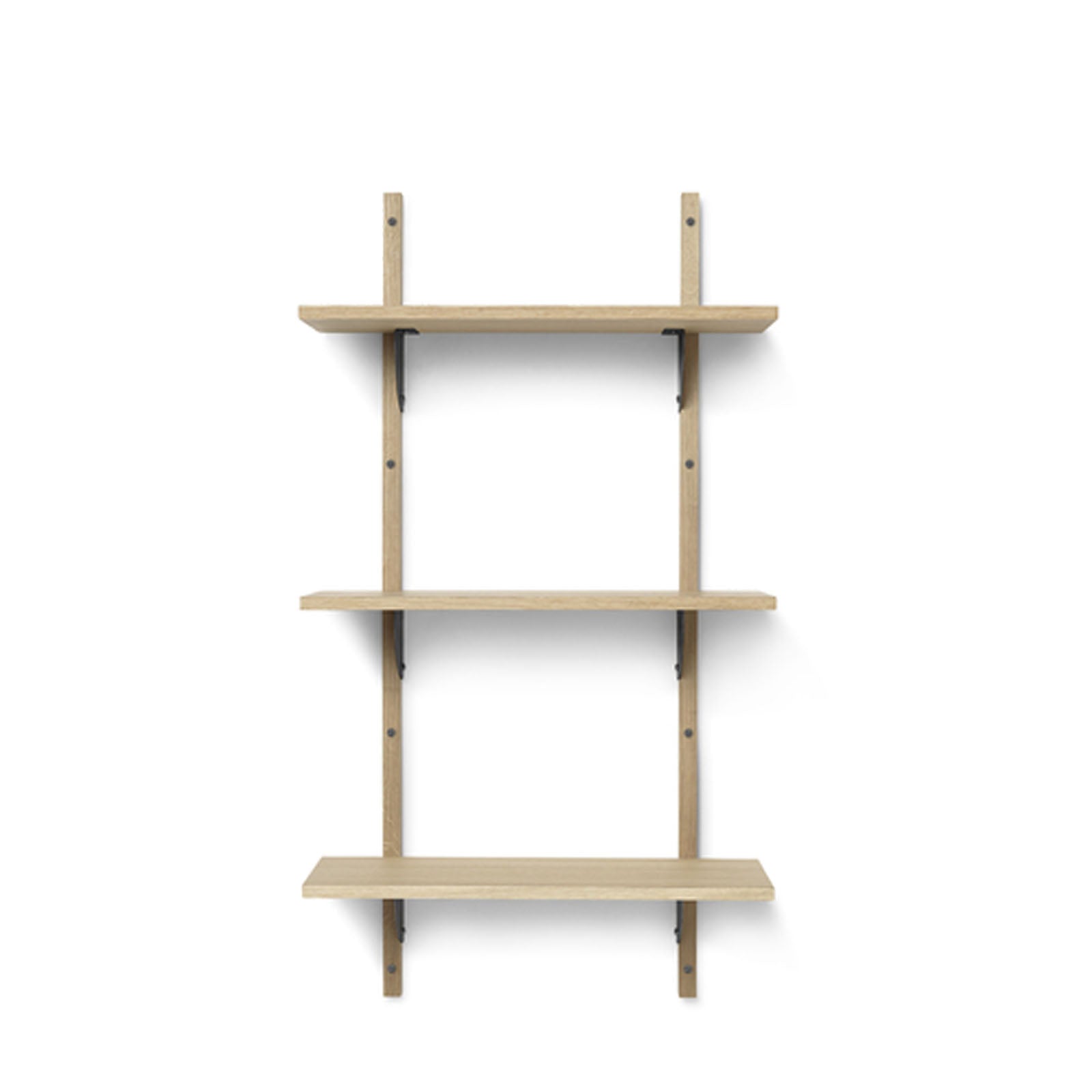 Sector Shelf Triple/Narrow - Oak/Black Brass