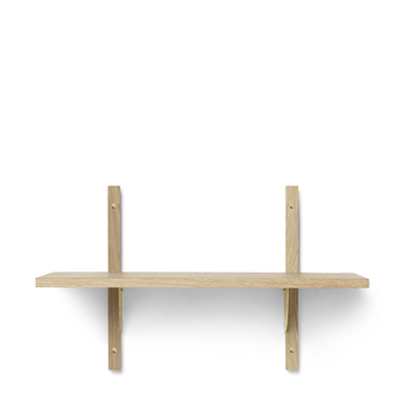 Sector Shelf Single/Narrow - Oak/Brass