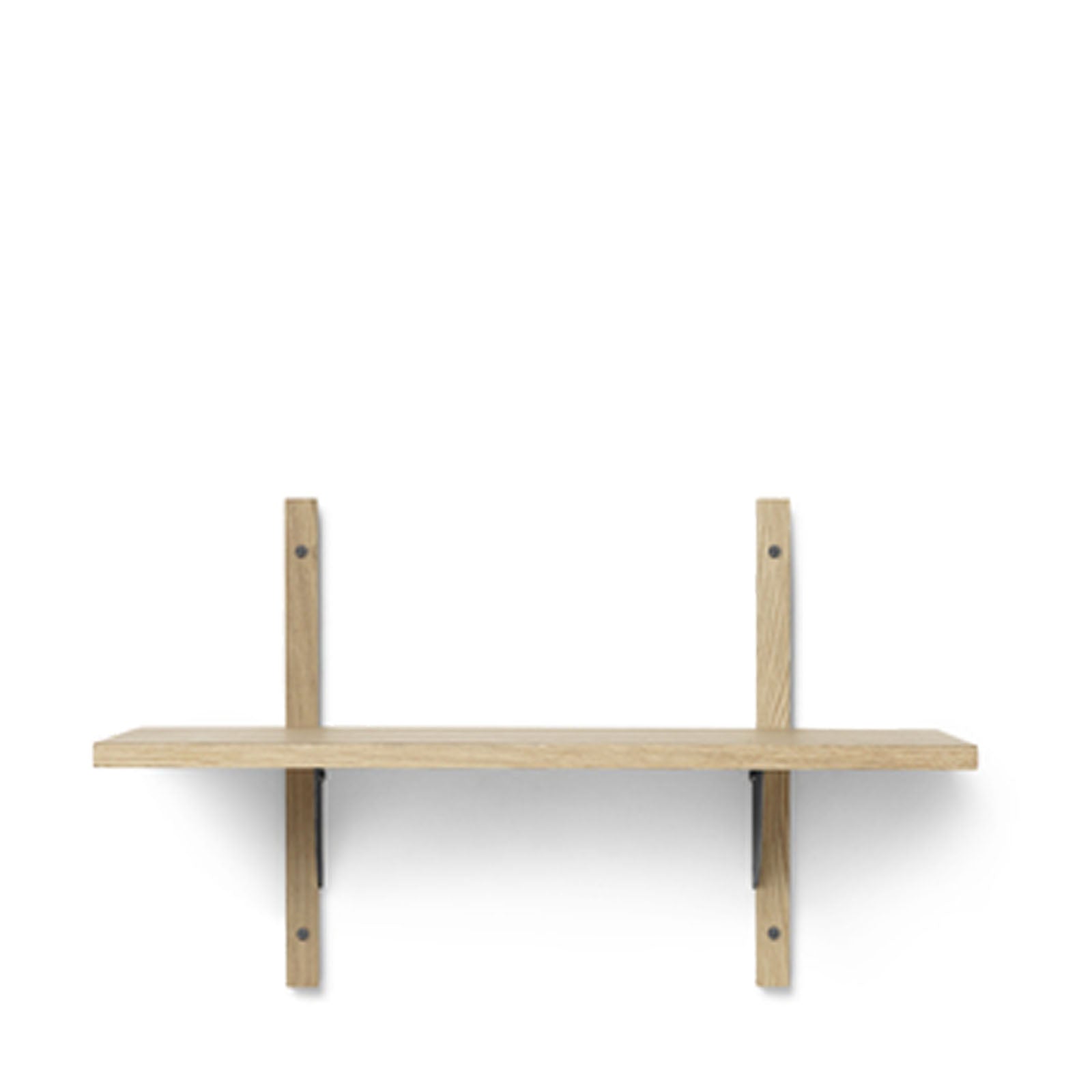 Sector Shelf Single/Narrow - Oak/Black Brass