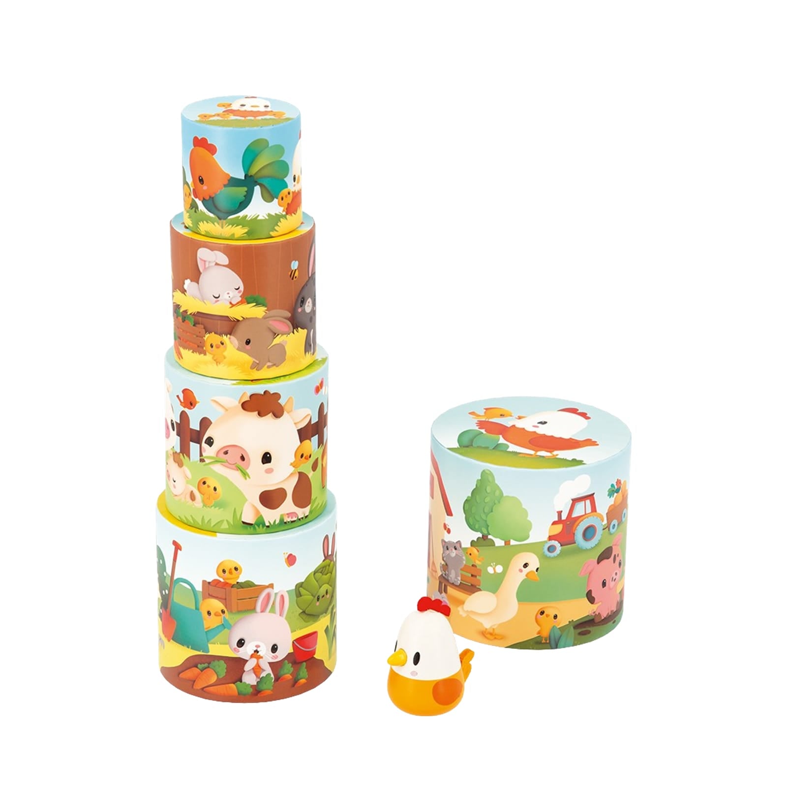 Farm Stacking Pyramid with Hen