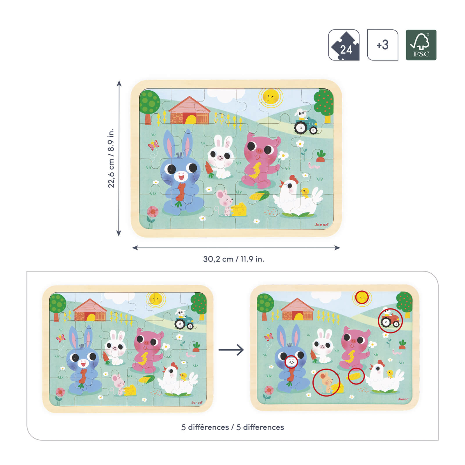 Wooden 24 Piece Puzzle - Farm