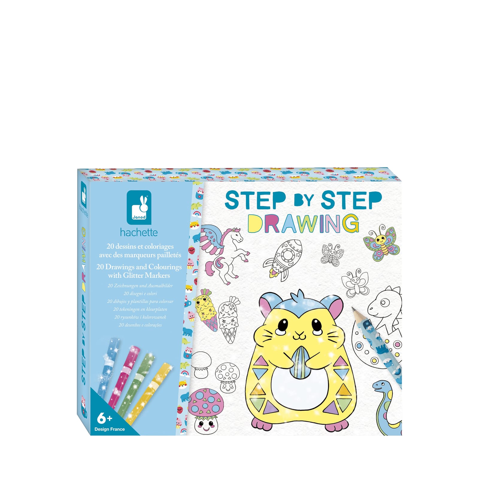 20 Drawings with Glitter Markers Pack