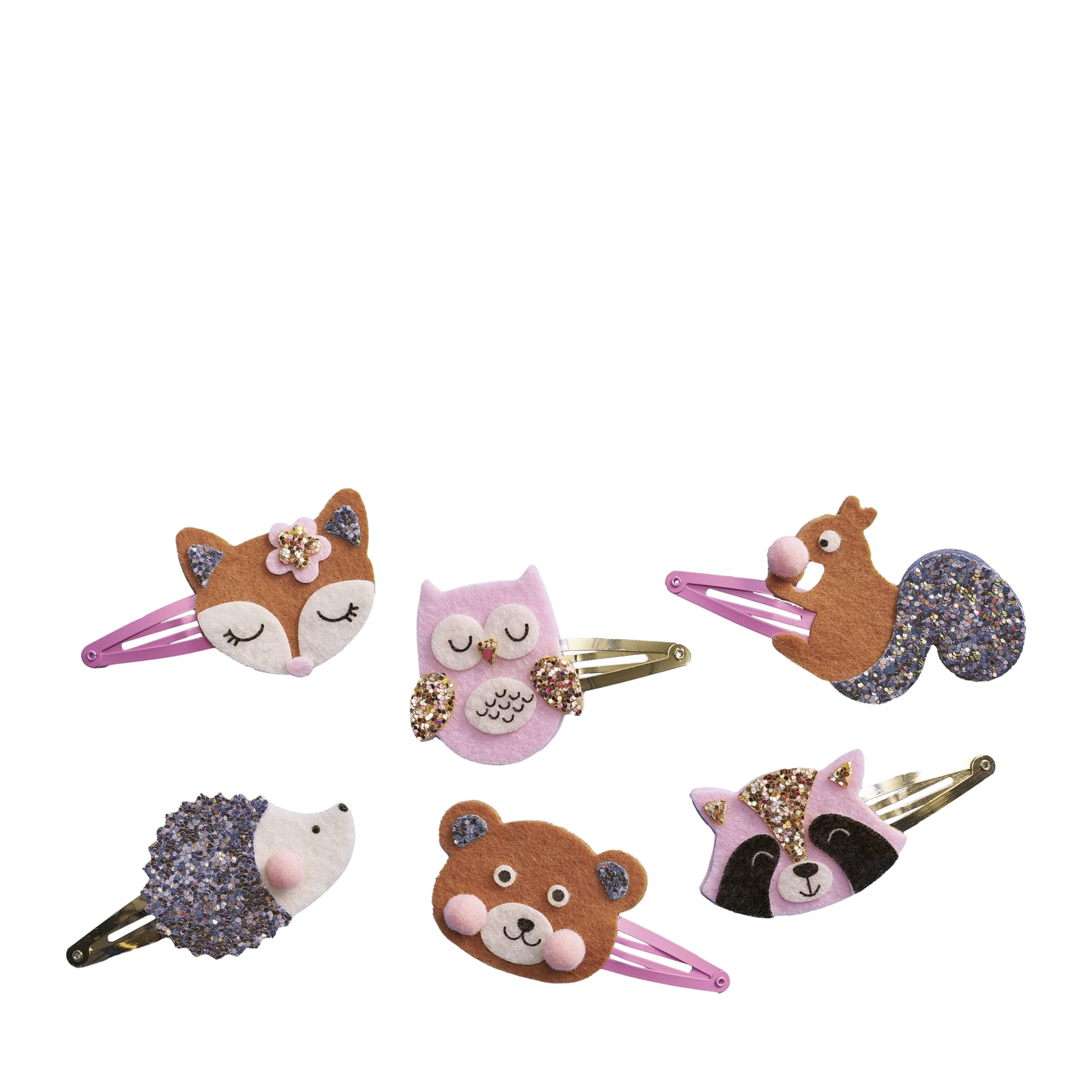 6 Glitter Hair Clips Craft Set - Pretty Forest