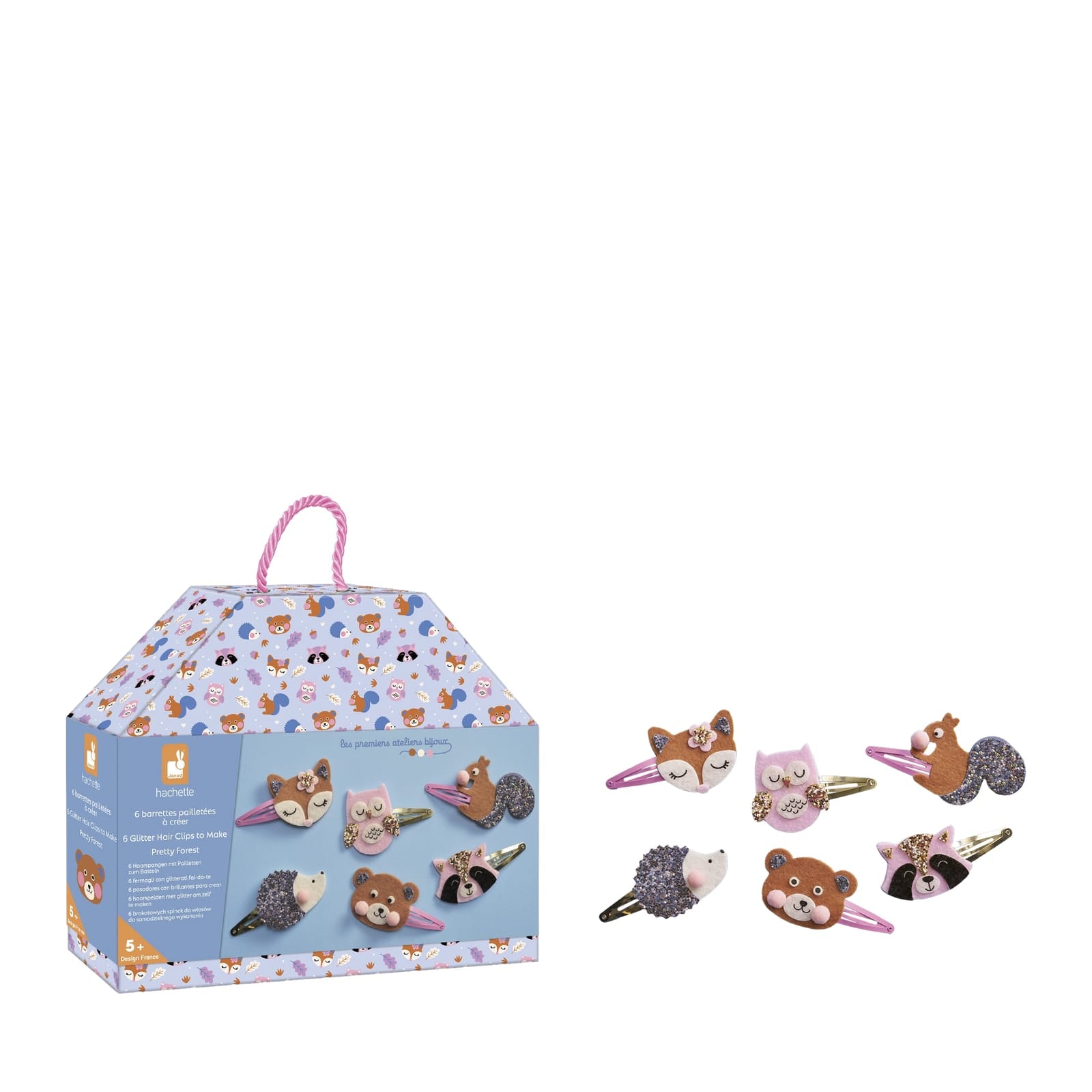 6 Glitter Hair Clips Craft Set - Pretty Forest