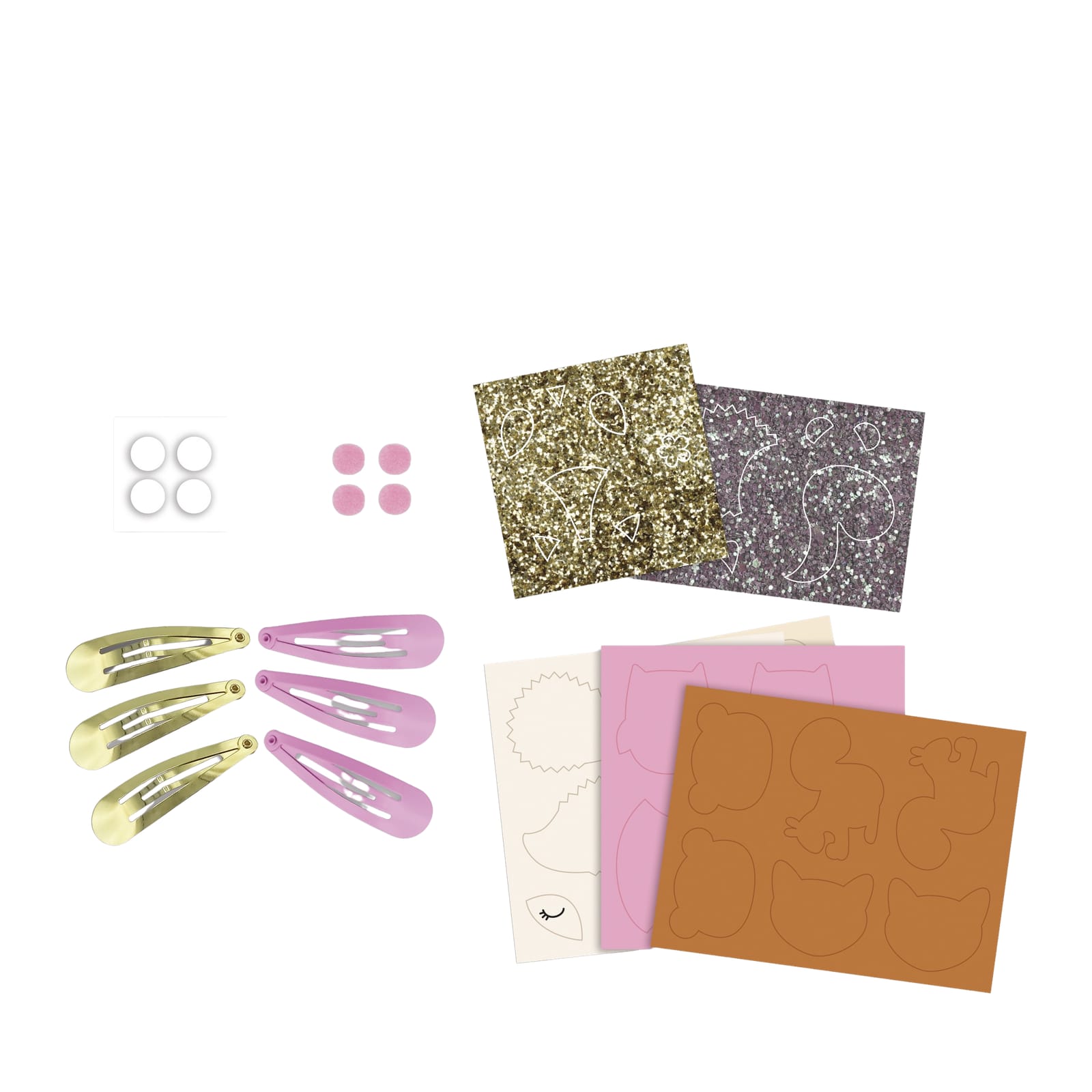 6 Glitter Hair Clips Craft Set - Pretty Forest