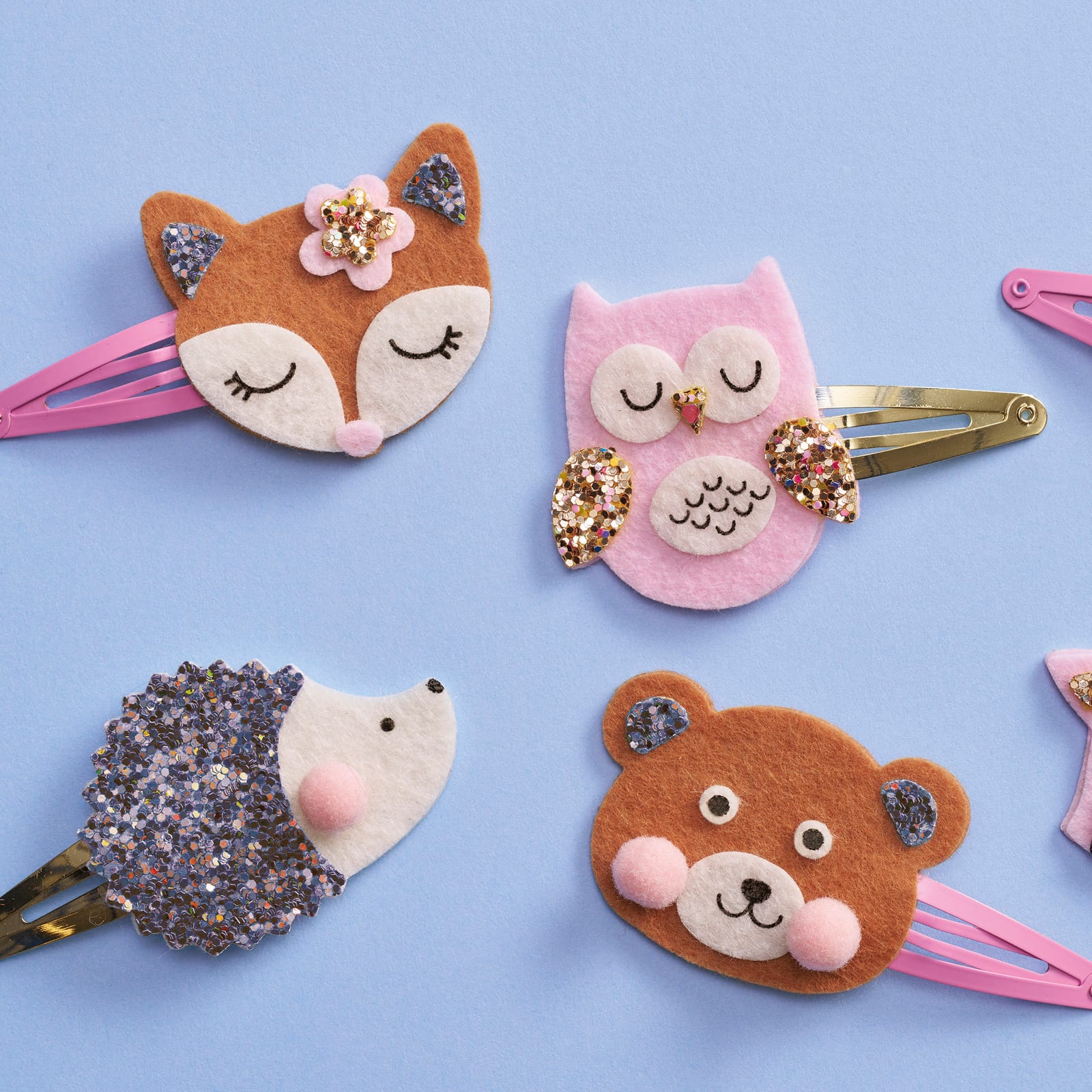 6 Glitter Hair Clips Craft Set - Pretty Forest