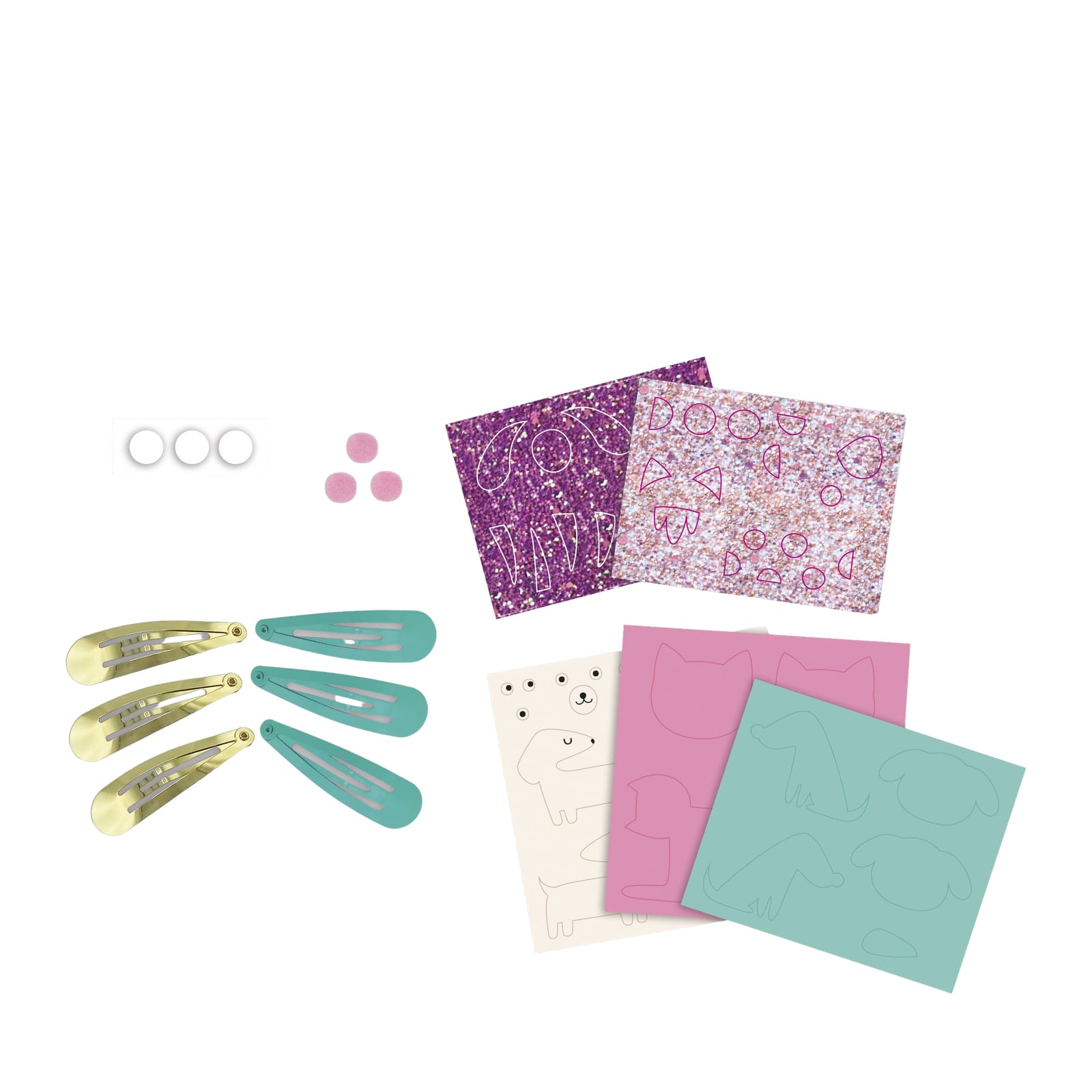 6 Glitter Hair Clips Craft Set - Little Pets
