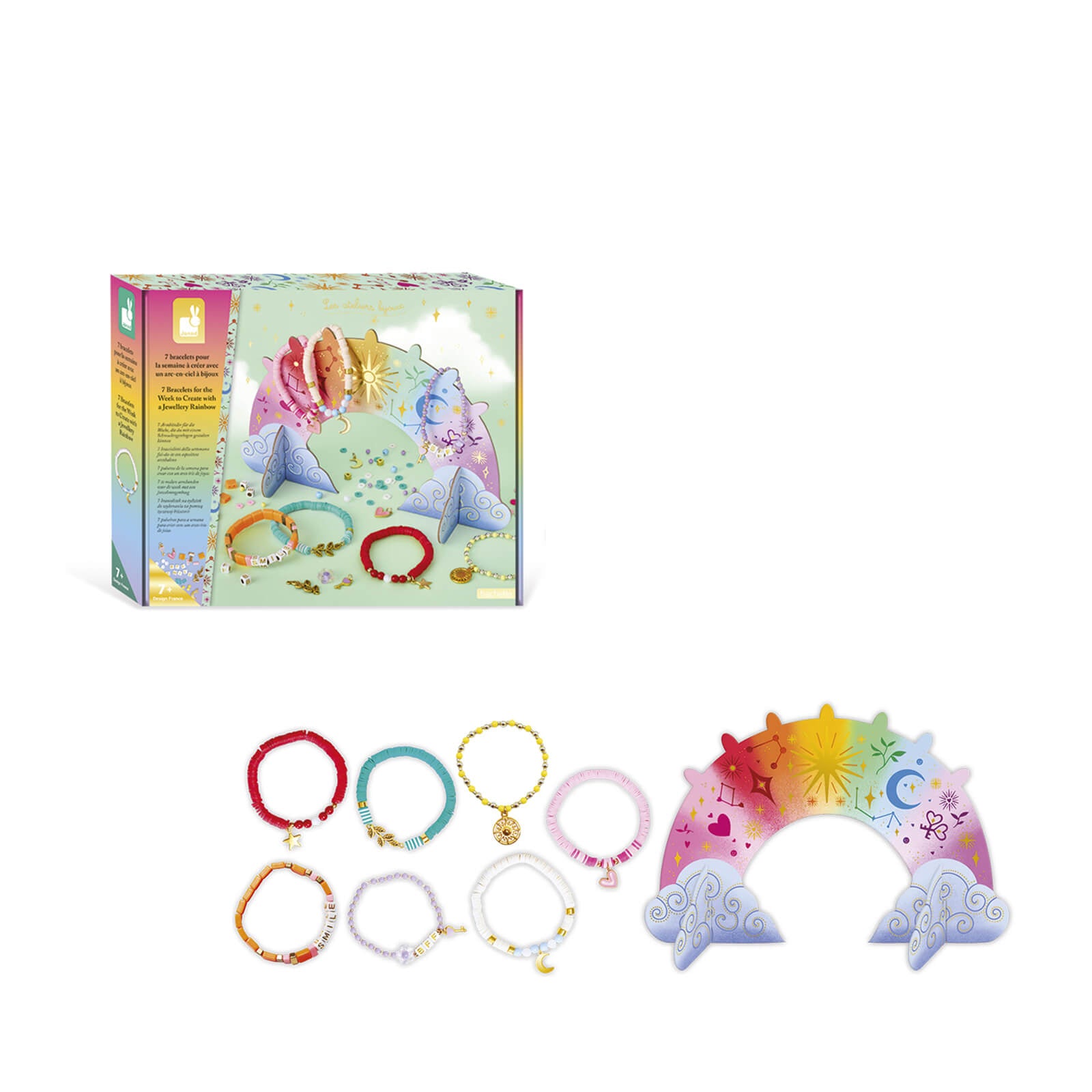 7 Bracelets Craft Set with Display Rainbow