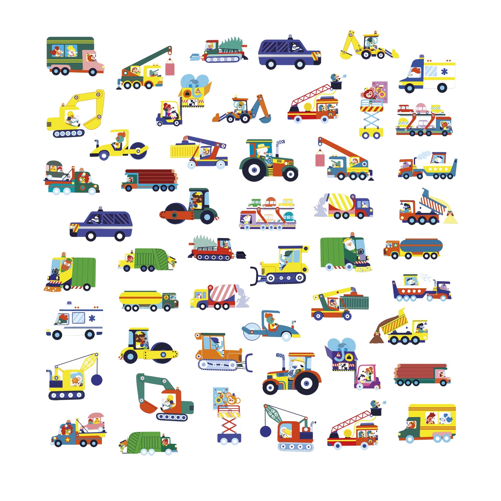 50 Big Stickers - Fun Vehicles